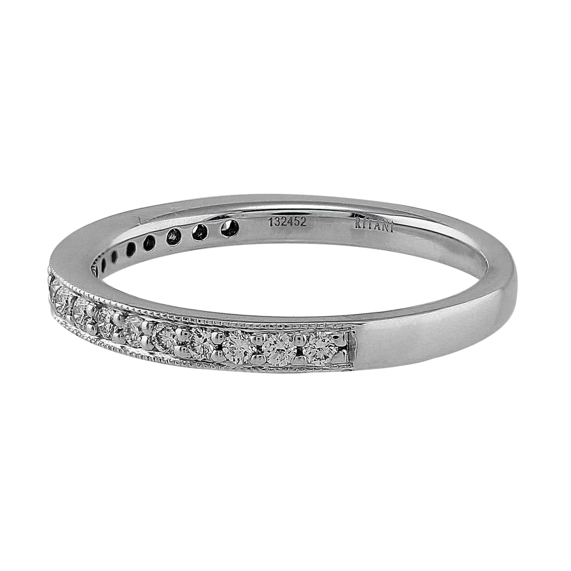 18K White Gold Halfway Diamond Band Ring - Elegant Wedding, Engagement & Anniversary Jewelry for Women
