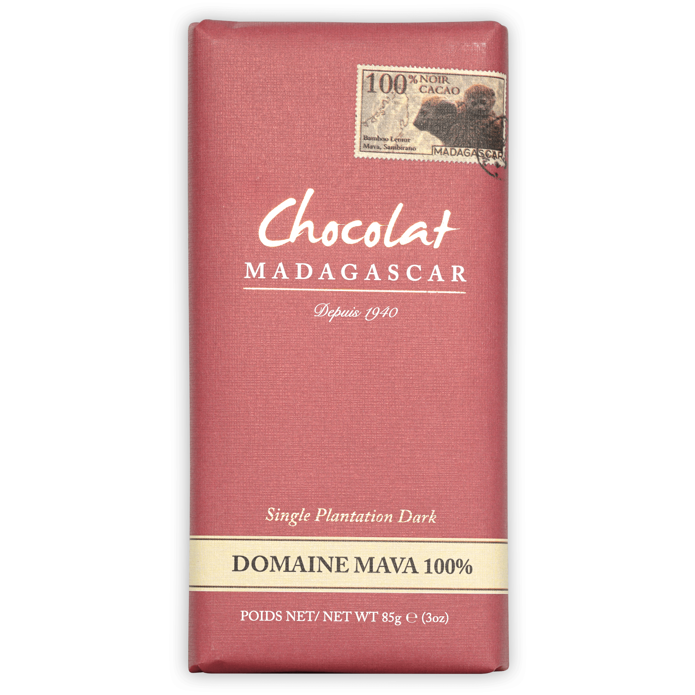 Premium Madagascar Domaine Mava 100% Pure Dark Chocolate Bar - Rich Cocoa Flavor for Gourmet Desserts, Gift Giving & Healthy Snacking