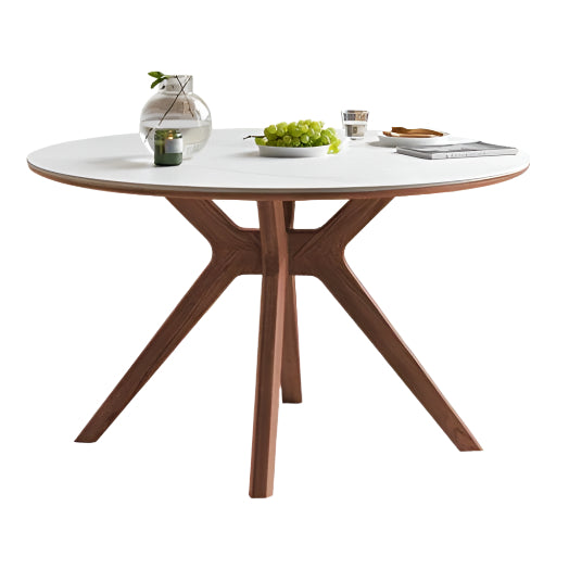43.3x43.3x29.4 inch / 110x110x74.8 cm  / Rich Dark Walnut Color top white color / rock board dining table