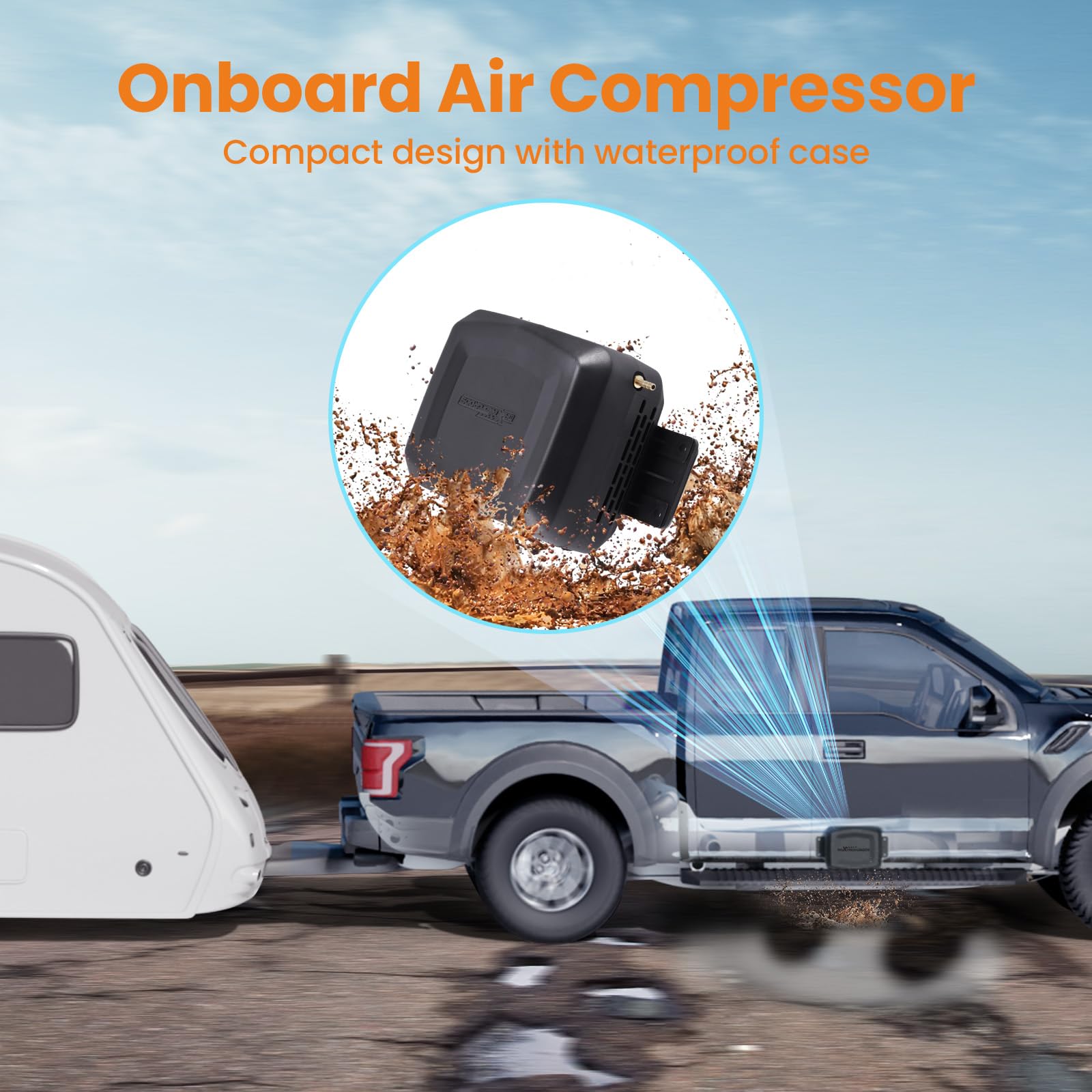 Universal On Board Air Compressor System with Low Pressure Sensor - Air Spring Compressor Kit for Trucks & Vans | Heavy Duty Vehicle Inflation, Off-Road Adventures & Emergency Tire Repair