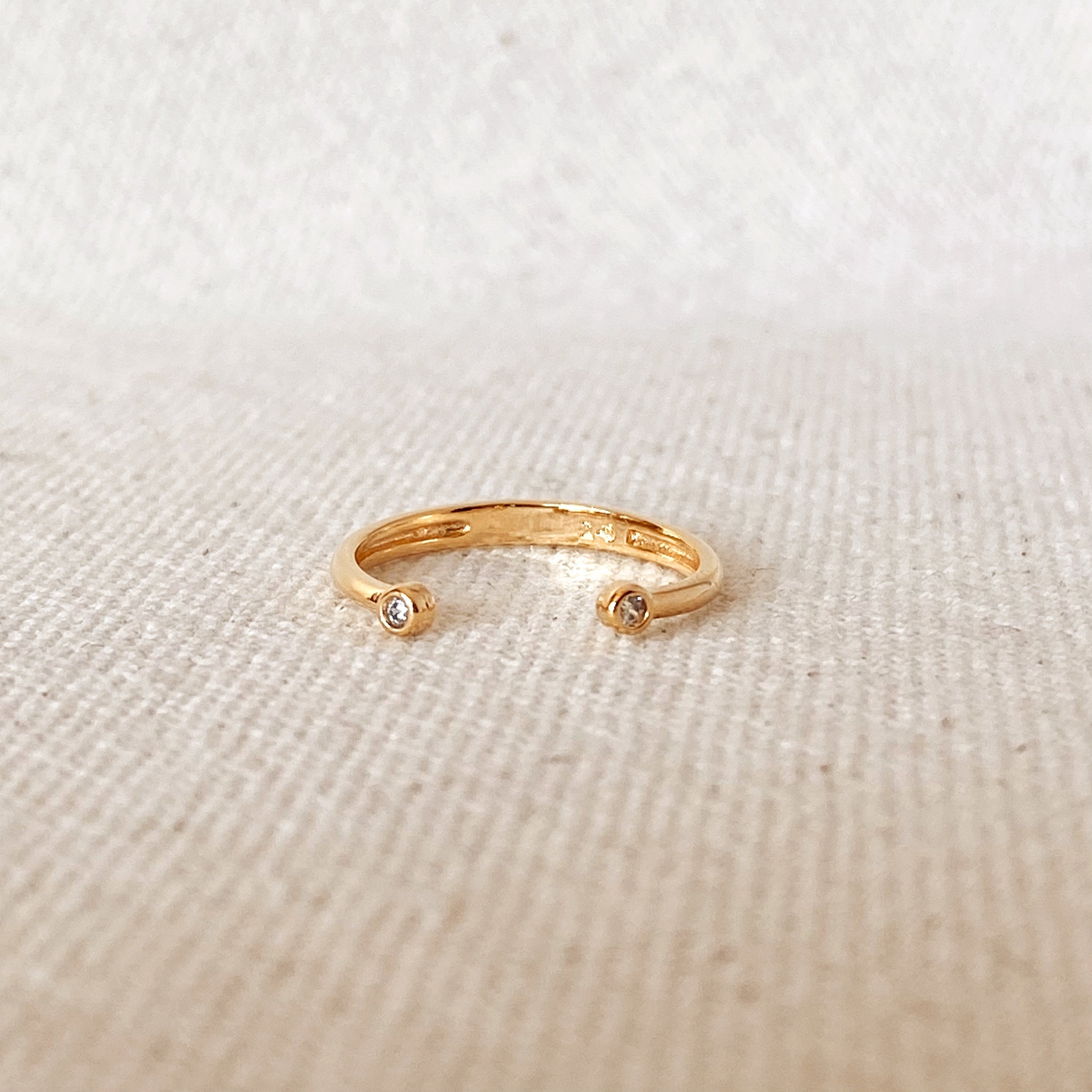 18K Gold Filled Dainty Open Ring with Micro Bezel Zirconia - Elegant Minimalist Jewelry for Women, Perfect for Everyday Wear, Gift Giving & Special Occasions