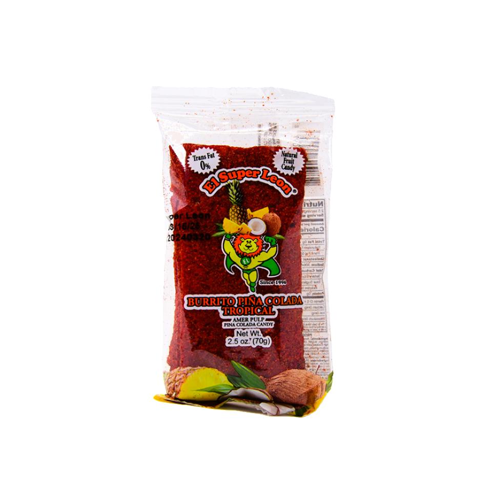 El Leon Burrito Pina Colada Tropical Flavor - 24 Count Box | Authentic Mexican Treat for Parties, Snacks & Desserts