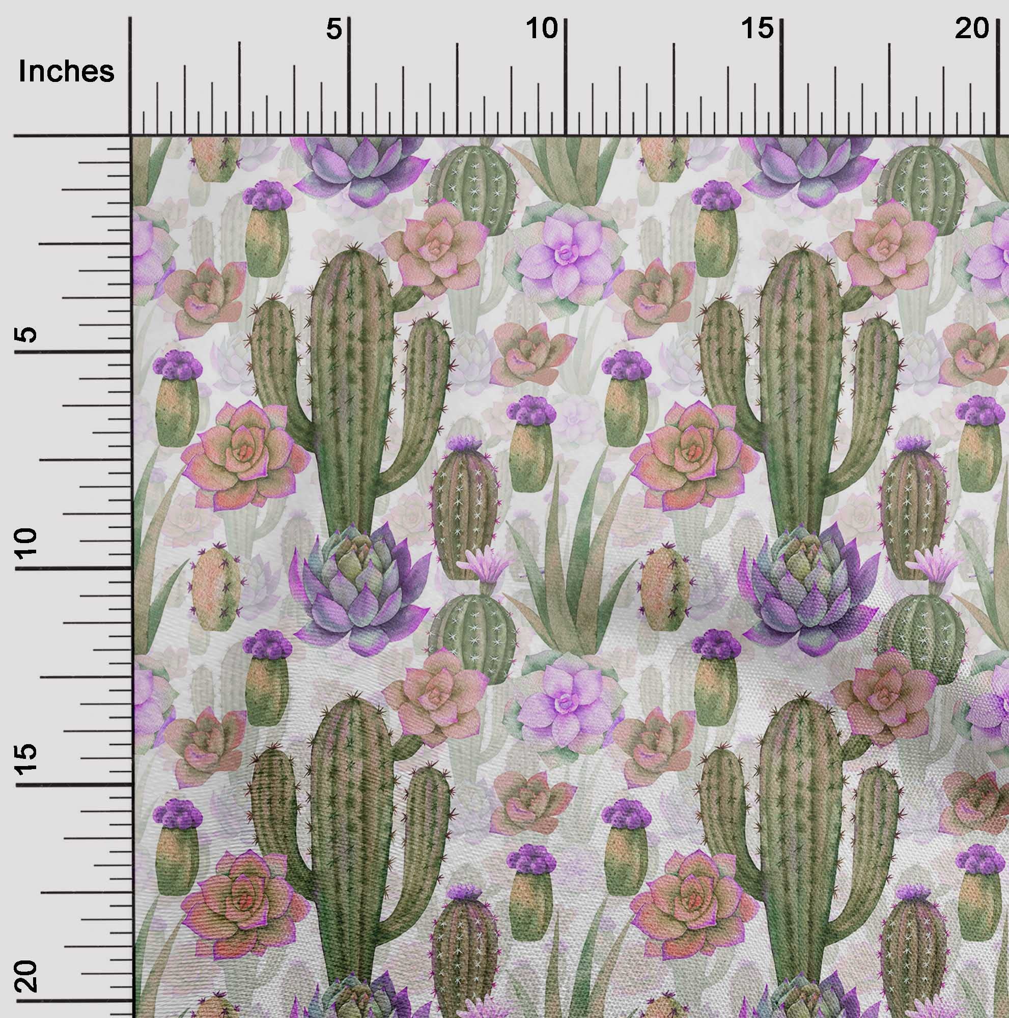 oneOone Rayon Purple Cactus Print Fabric - 56 Inch Wide for DIY Clothing, Sewing & Crafts | Soft, Durable Material for Dresses, Quilts & Home Decor Projects