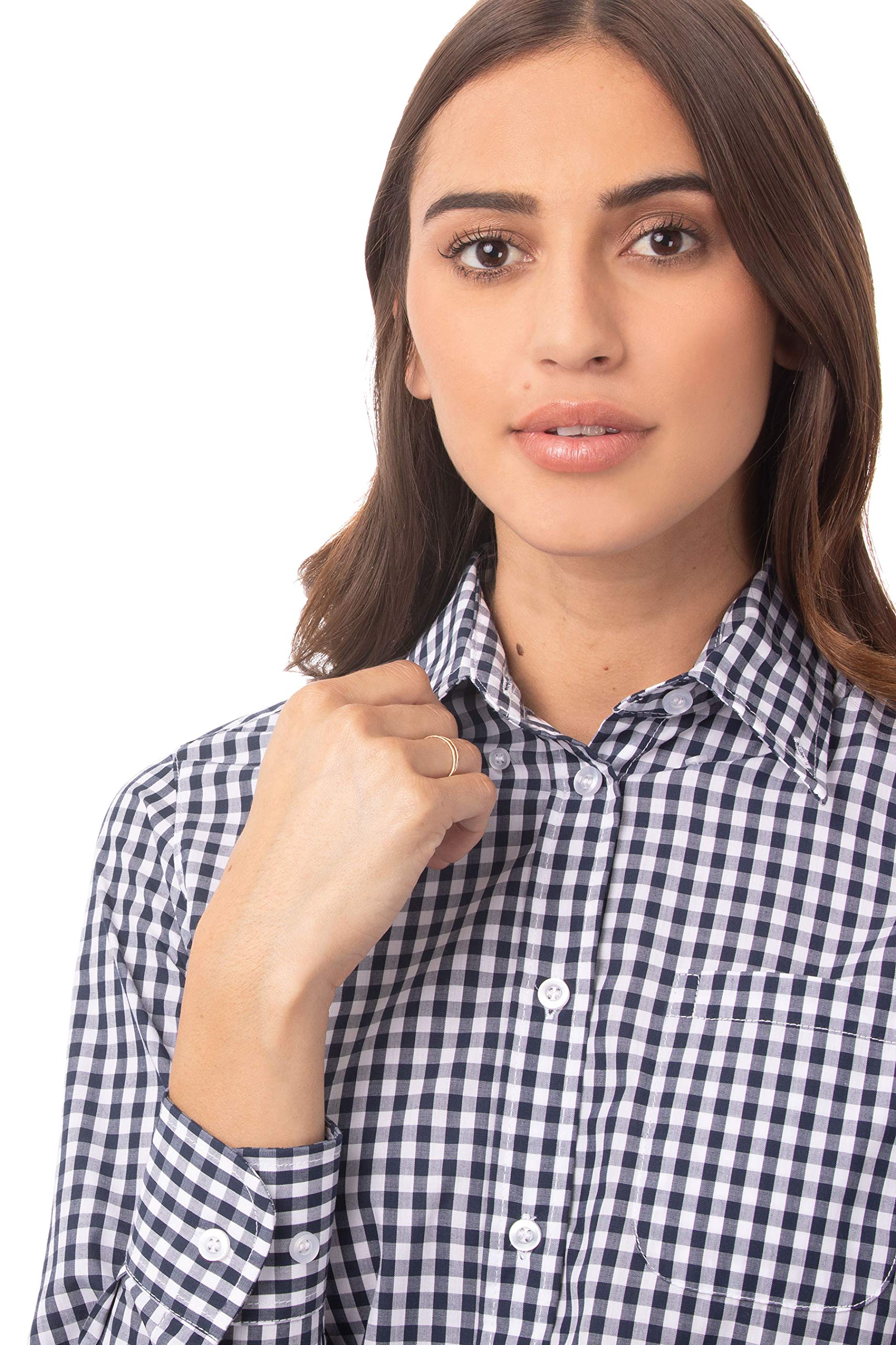 Chef Works Custom Embroidered Women's Gingham Dress Shirt - Professional Kitchen Uniform & Stylish Culinary Apparel for Chefs & Restaurant Staff