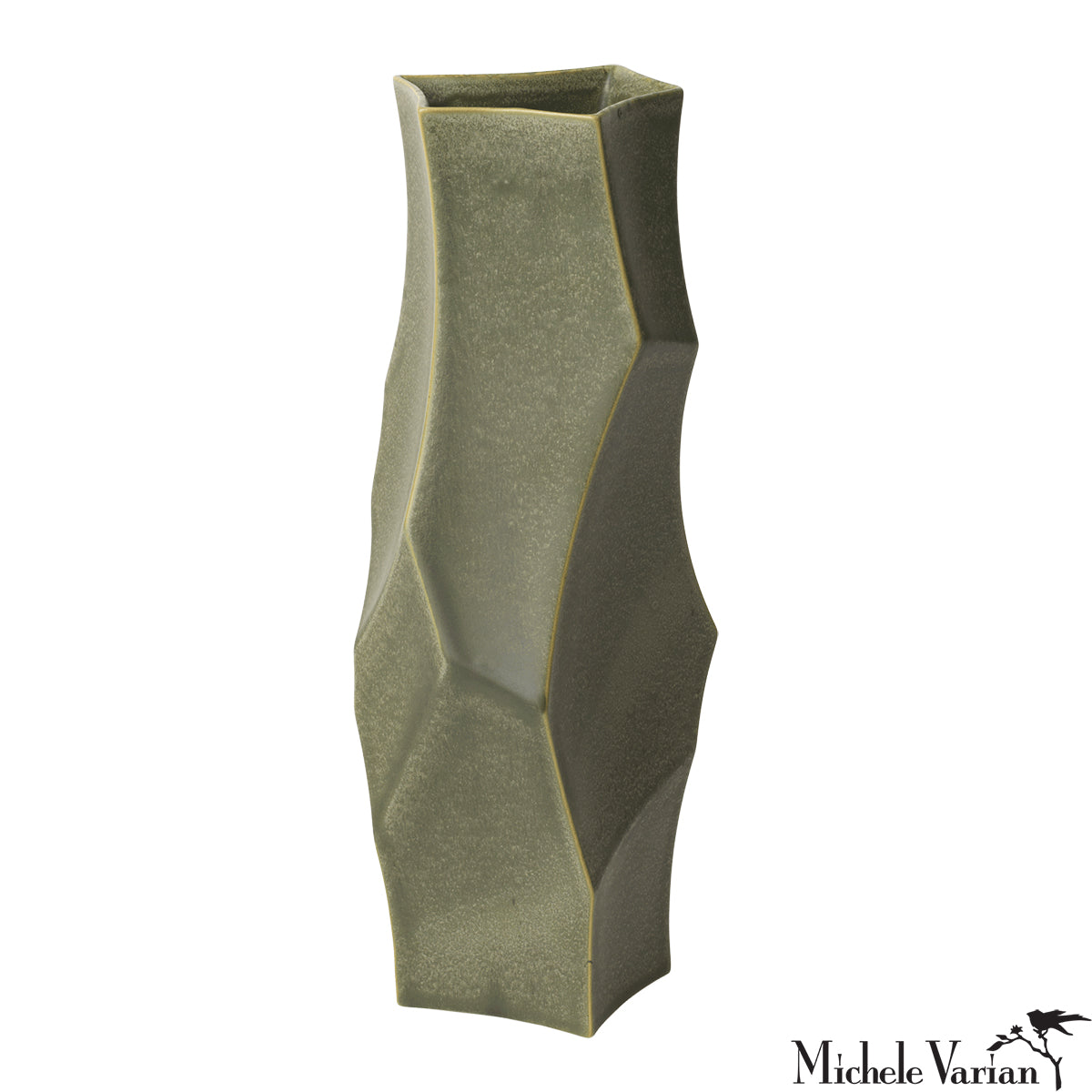 Tall Sage Cueva Vase - Elegant Ceramic Home Decor for Living Room, Dining Table & Wedding Centerpieces