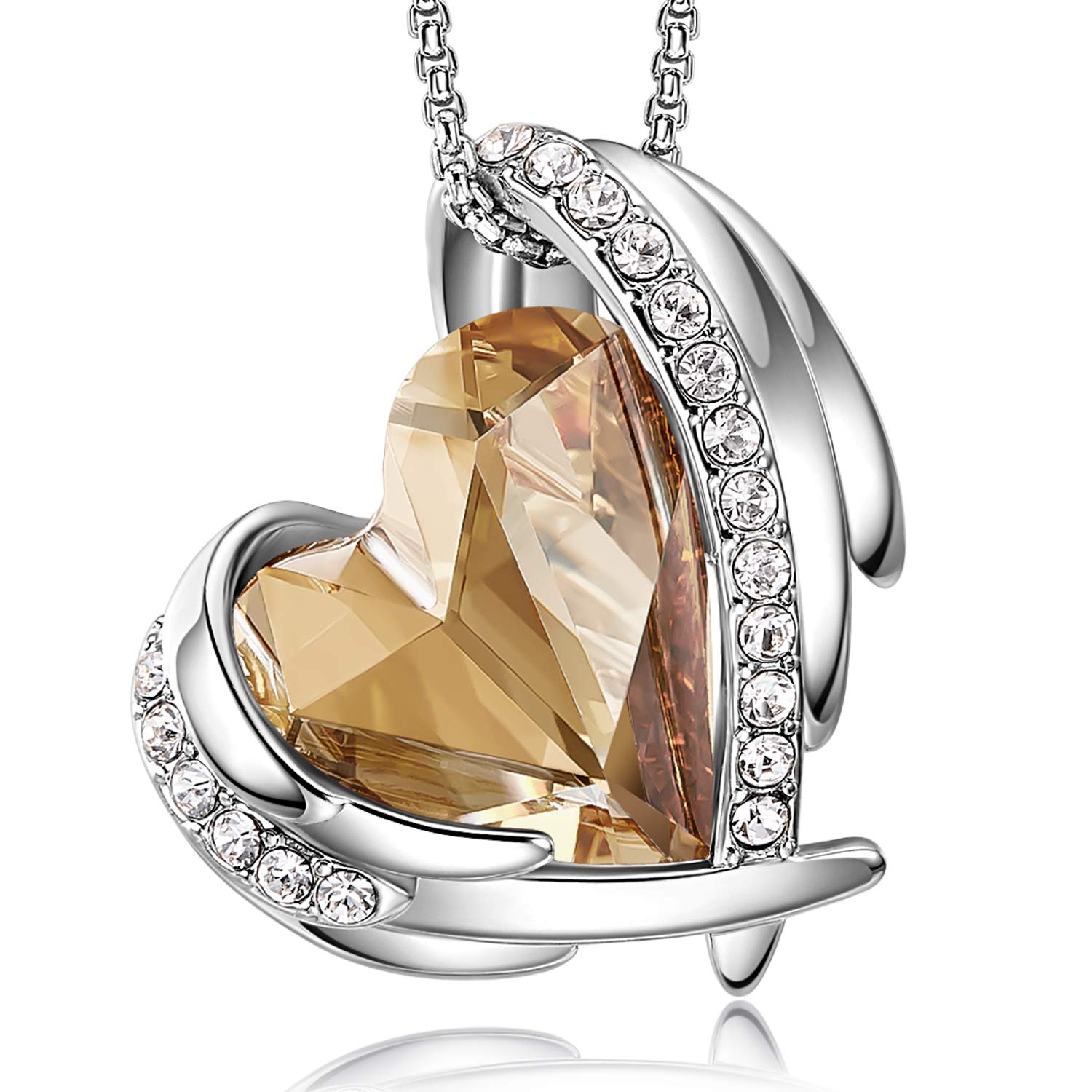 CDE Love Heart Pendant Necklace for Women - Silver & Rose Gold Crystal Birthstone Jewelry | Perfect Gift for Christmas, Mother's Day, Birthday, Anniversary & Valentine's Day | Elegant Everyday Wear & Special Occasion Accessory