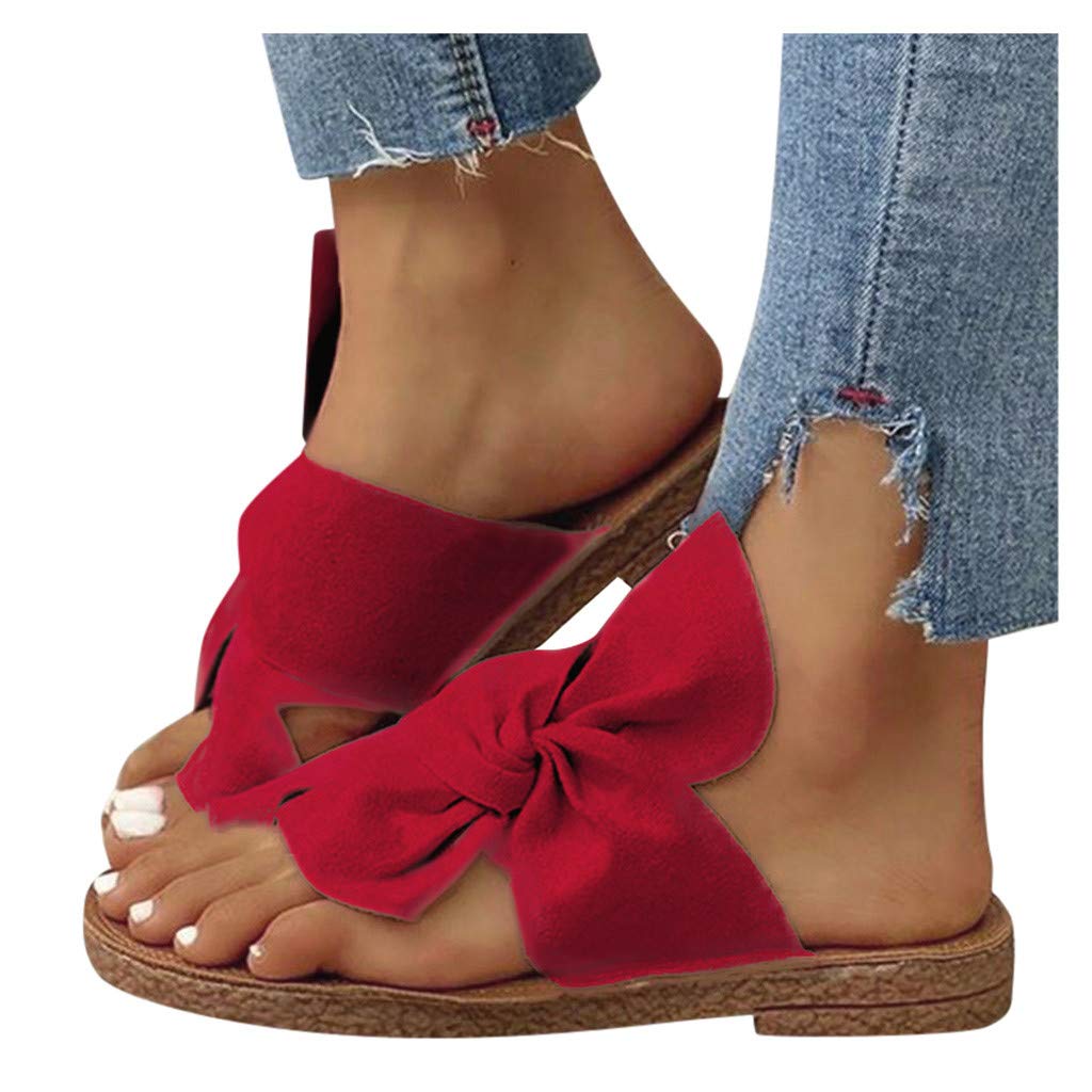 Women's Dressy Bowknot Flat Sandals - Comfortable Summer Wedge Flip Flops for Beach, Casual Outings & Vacation | Perfect for Poolside, Date Night & Outdoor Activities