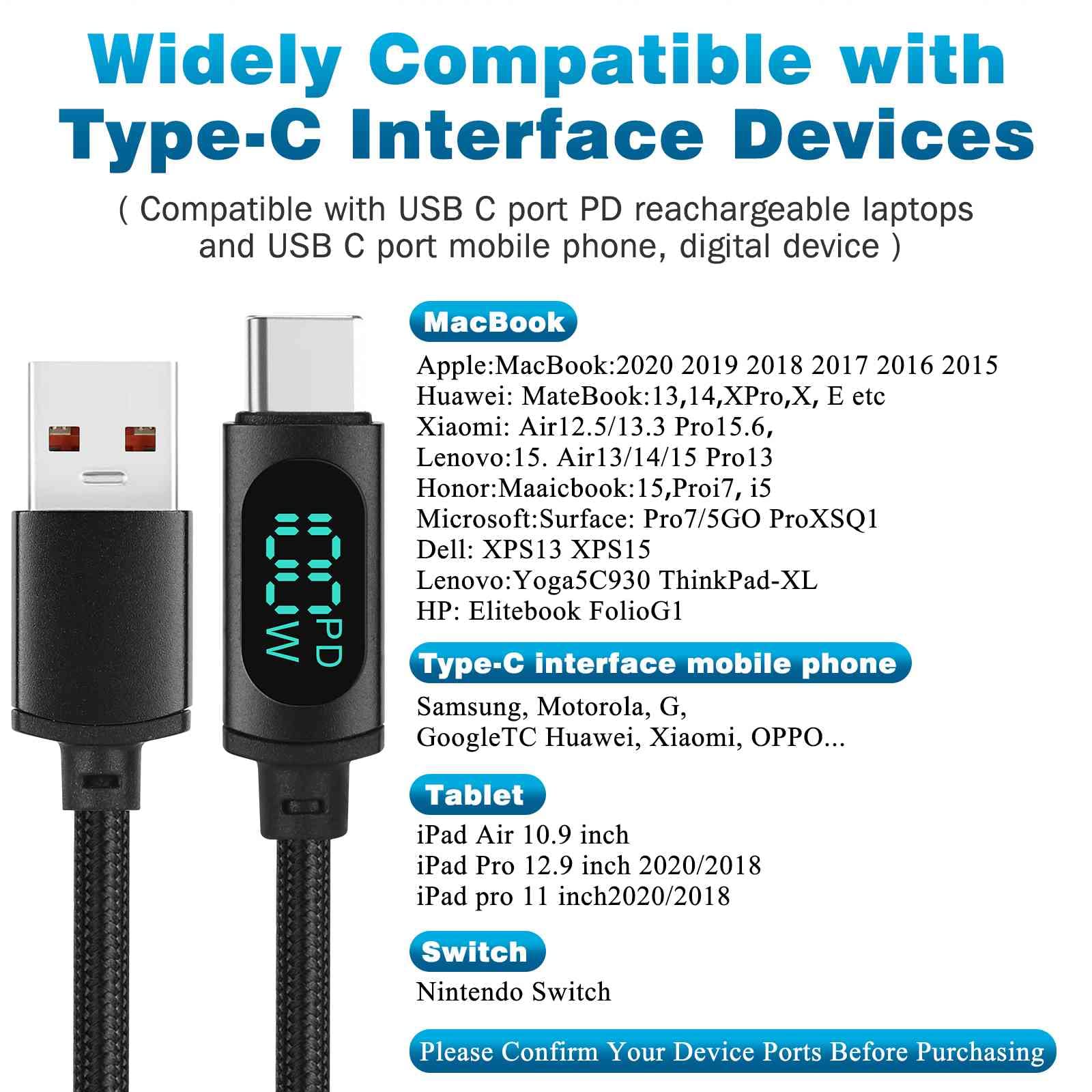 100W Fast Charging USB C to USB C Cable 3.3ft 7A - PD Compatible for MacBook Pro 2020, Samsung Galaxy S23/S24, Pixel 7/8, Nintendo Switch | Durable Type C Charger for Travel, Office & Home Use