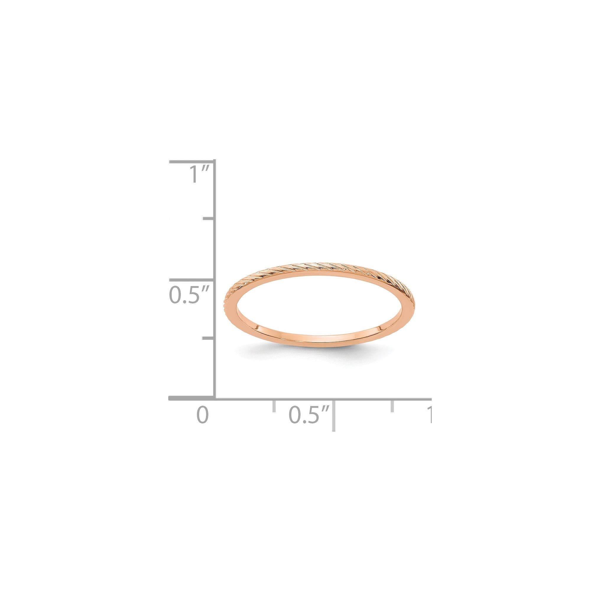 10K Rose Gold 1.2mm Twisted Wire Stackable Ring Band - Size 6, Dainty Wedding Band, Anniversary Gift for Her - Perfect for Stacking, Everyday Wear & Special Occasions