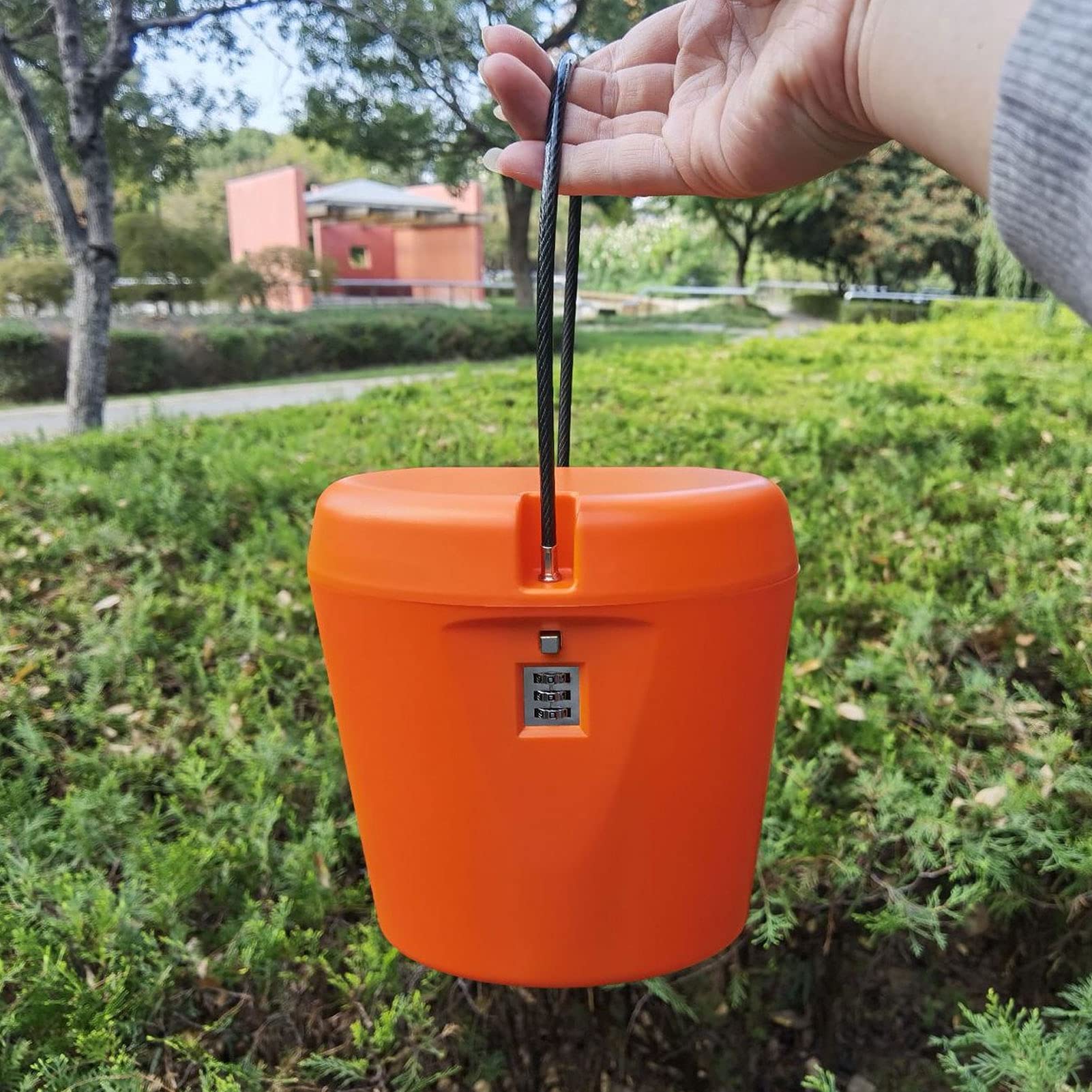 Waterproof Portable Storage Box with Code Lock - Secure Document & Valuables Organizer for Home, Office, Travel & Outdoor Use (Orange) - Hanging Rope Included for Easy Storage