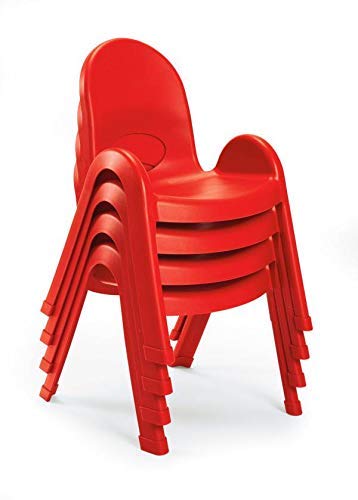 Angeles Value Stack Kids Chairs 4-Pack - Durable Preschool, Daycare & Homeschool Furniture Set | Flexible Seating Classroom Chairs for Toddlers (Red, 5 Inch) - Perfect for Learning Centers, Playrooms & Early Childhood Education Spaces