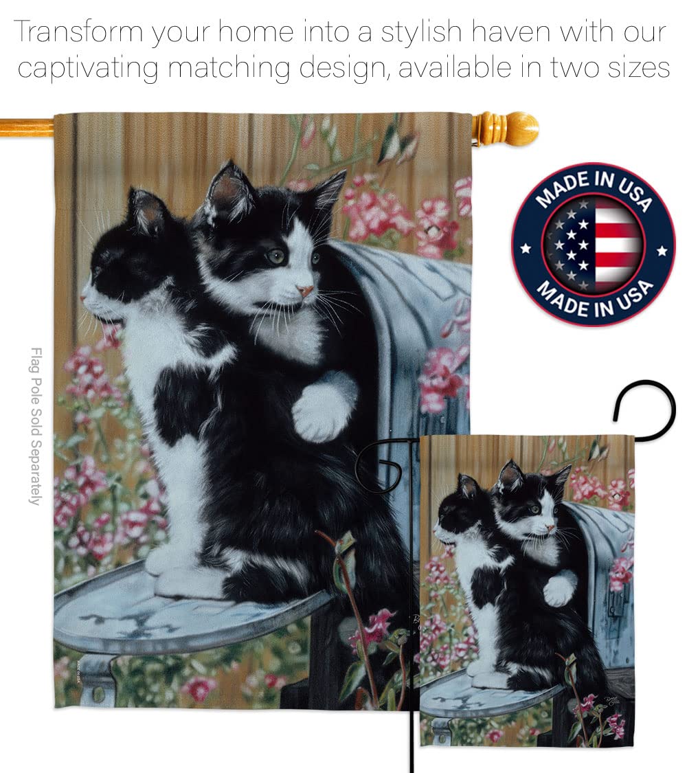 Tuxedo Cat House Flag Set 28x40