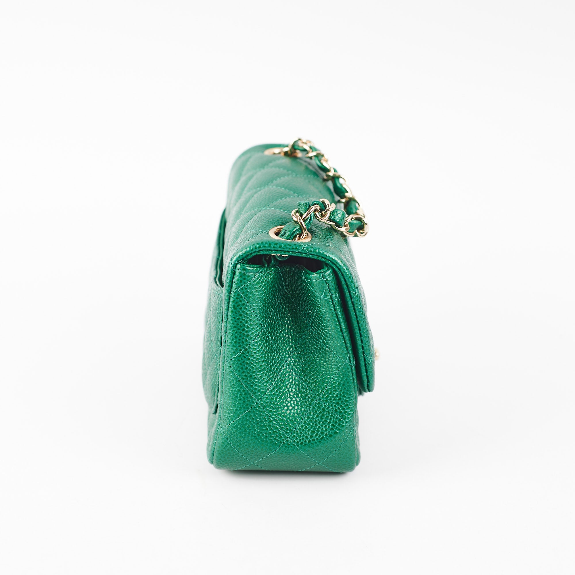 Chanel Quilted Caviar Mini Square Bag 18S Emerald Green - Luxury Crossbody Purse for Women, Perfect for Parties, Dating & Evening Events