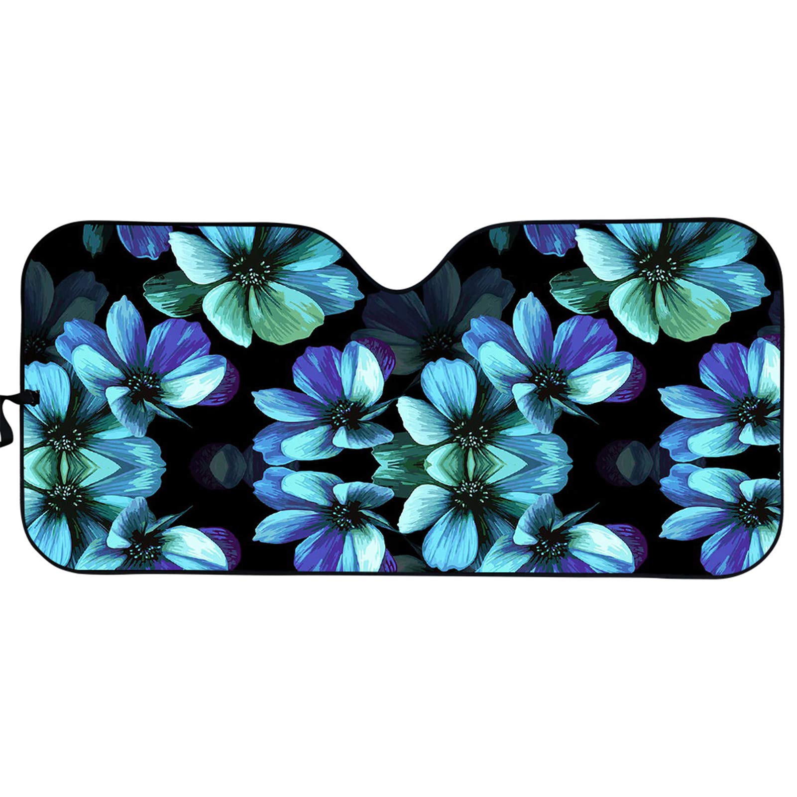 Neon Hibiscus Car Sun Shade - Universal Fit for Windshield - Heat Blocking for Cool Car Interior - Perfect for Summer Parking