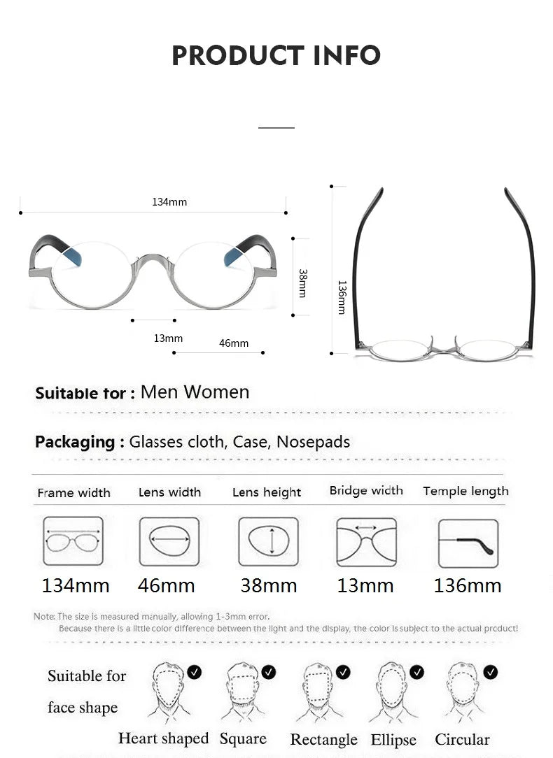 Aimee Unisex Semi-Rimless Round Titanium Eyeglasses Frame 111380 - Lightweight & Durable Eyewear for Work, Reading, and Everyday Fashion