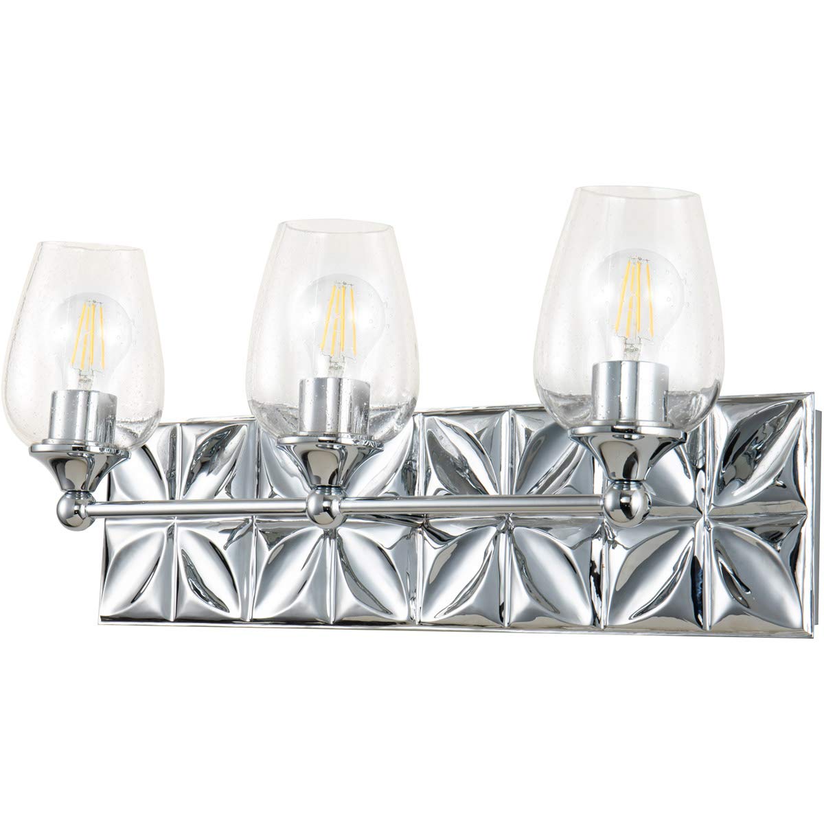Lucas & McKearn BB1300PC-3 Epsilon Modern Bathroom Vanity Light - Polished Chrome Finish, 3-Light Fixture for Bathroom Mirror Lighting, Perfect for Home Renovation & Spa-Style Decor