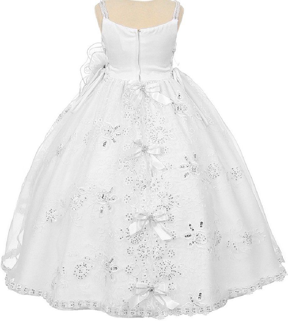 BluNight Collection Spaghetti Strap Virgin Mary Embroidered Baptism Dress for Baby Girls - Perfect for Christening, First Communion & Special Occasions