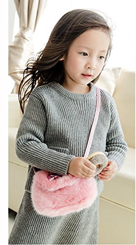 Cute Fuzzy Mini Shoulder Bag for Girls - Kids Messenger Purse with Crossbody Strap, Toddler Cell Phone Holder & Small Clutch Handbag - Perfect for School, Travel & Daily Use