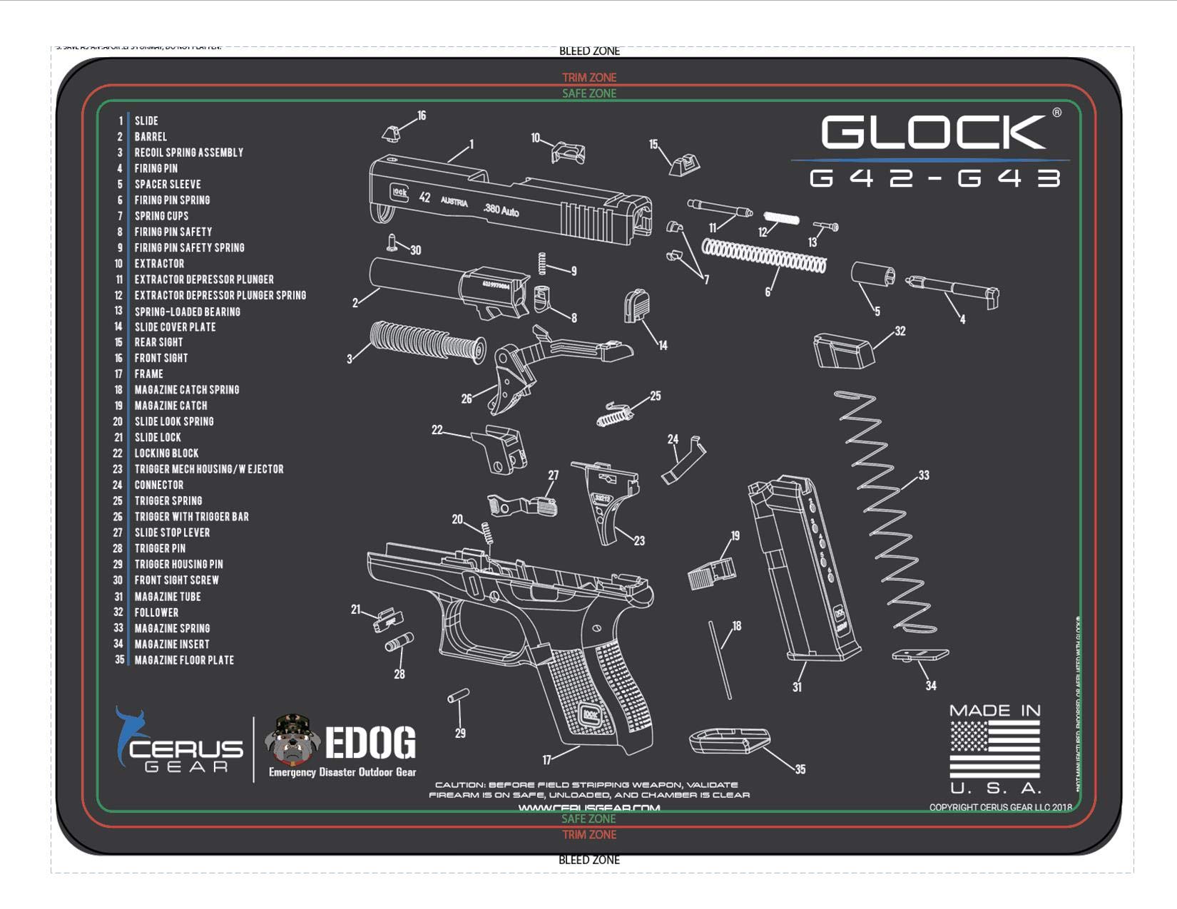 EDOG Premier 30-Piece Gun Cleaning Kit - Universal for G42, G43, .22 to .45 Caliber Pistols - Includes Schematic Mat, Range Warrior Tools & Tactical Book | Perfect for Firearm Maintenance, Range Days & Gun Safety Training