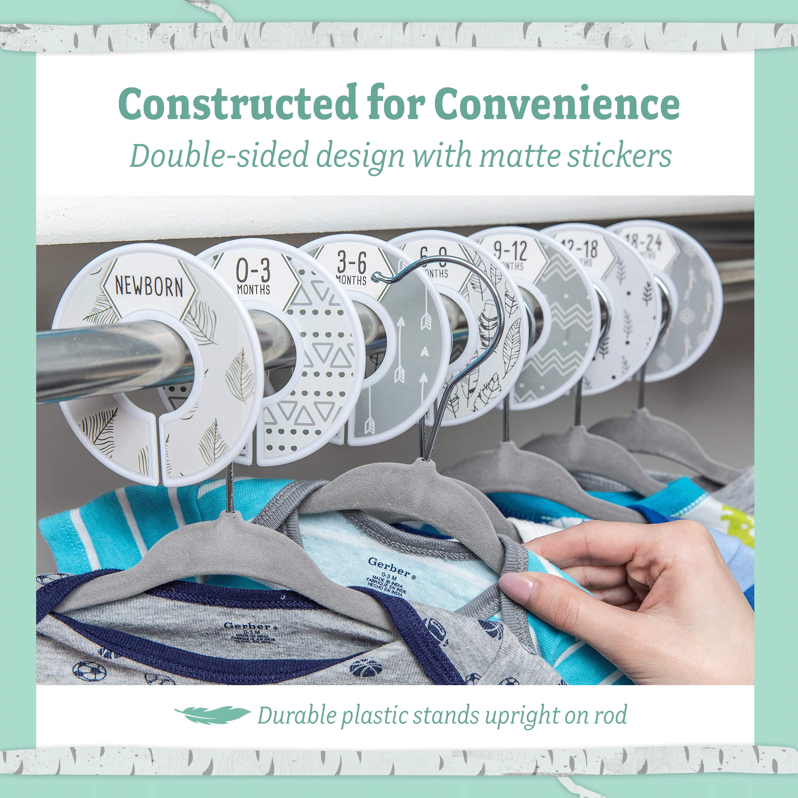 Baby Closet Dividers - 7-Pack Nursery Organizer for Newborn to 24 Months | Boho Style Clothing Size & Age Dividers | Perfect for Baby Wardrobe Organization & Nursery Storage