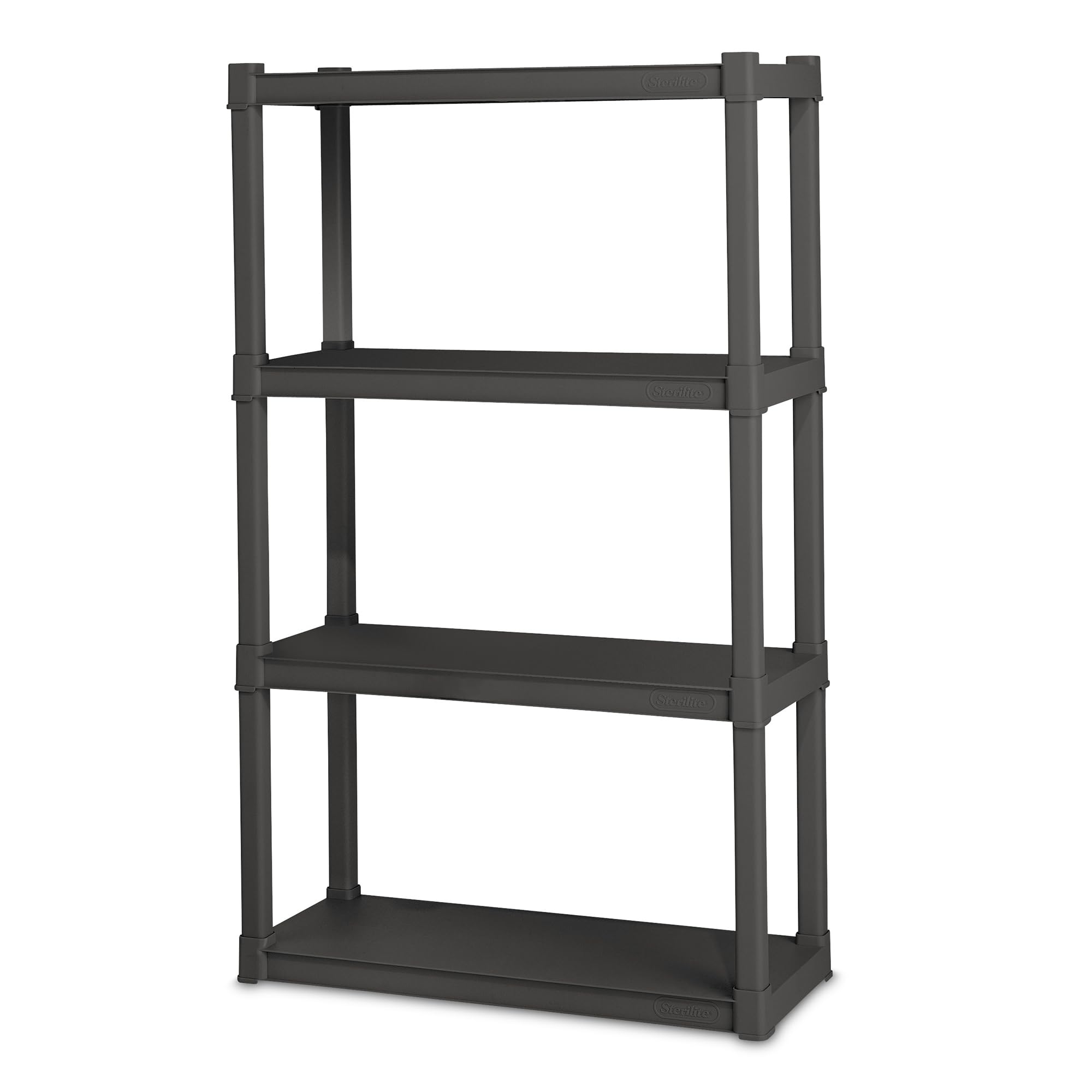 Sterilite 4-Tier Heavy Duty Plastic Storage Shelf Unit - Gray Organizer Rack for Garage, Basement, Pantry & Closet Organization