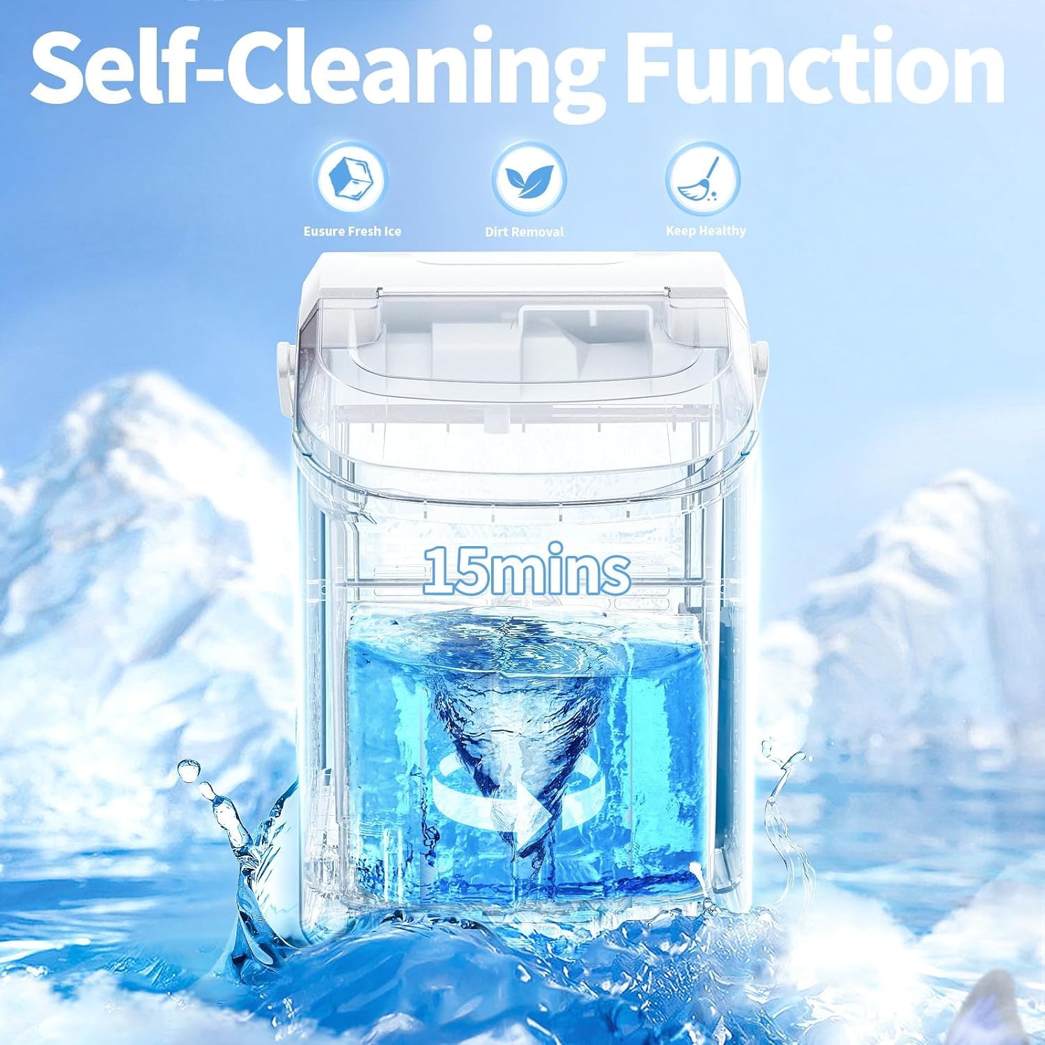 Antarctic Star 34Lbs/24H Countertop Ice Maker with Soft Chewable Nugget Ice - Portable Pebble Ice Machine with Self-Cleaning & One-Touch Operation - Includes Ice Scoop - Perfect for Home Kitchen, Office, RV & Outdoor Use