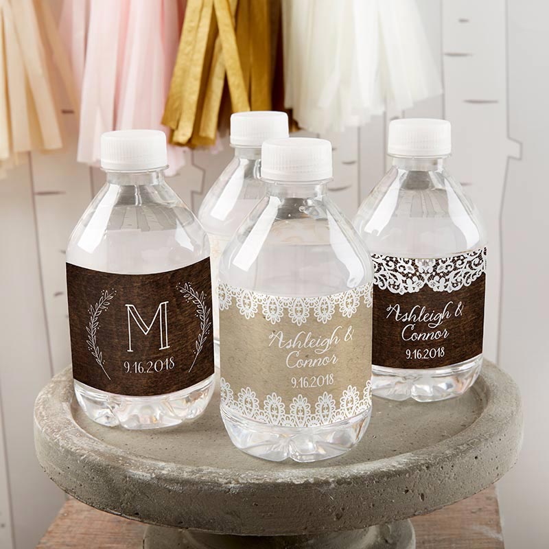 Custom Water Bottle Labels for Weddings - Rustic Charm Personalized Stickers for Party Favors & Events - Perfect for Bridal Showers, Receptions & DIY Decor