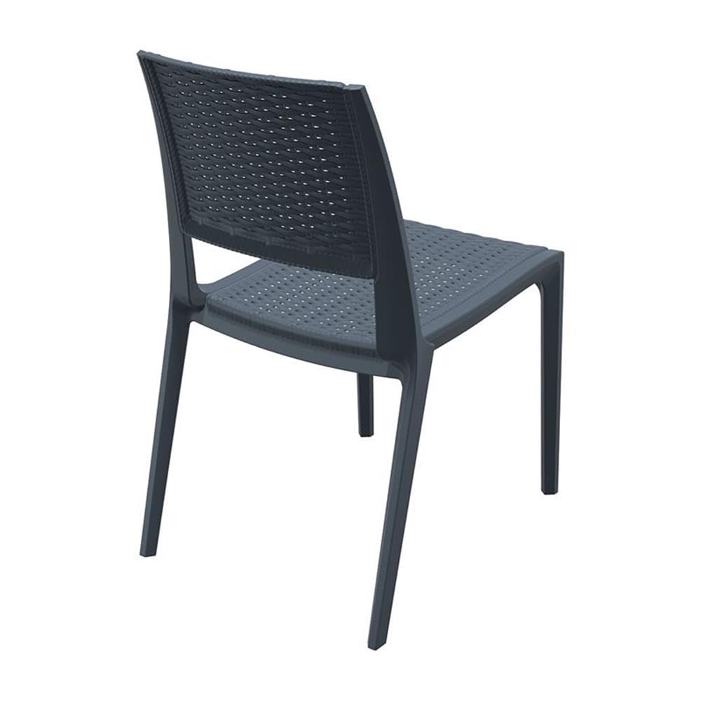 Dark Gray Wickerlook Patio Dining Chair Set of 2 - Weather-Resistant Outdoor Furniture for Garden, Poolside & Backyard Dining