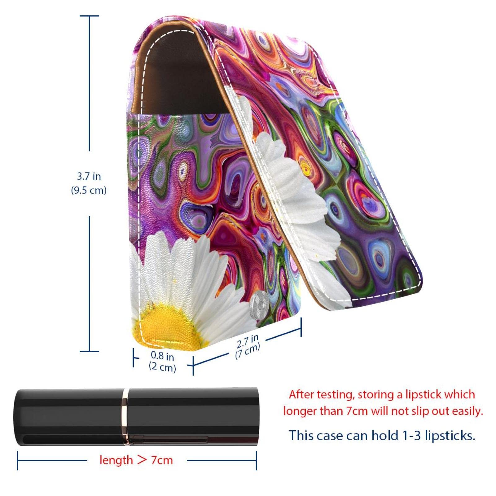 Personalized Lipstick Case - Portable Makeup Bag & Cosmetic Pouch Organizer with Daisy Flower Design - Perfect for Travel, Home Storage & Gift Giving