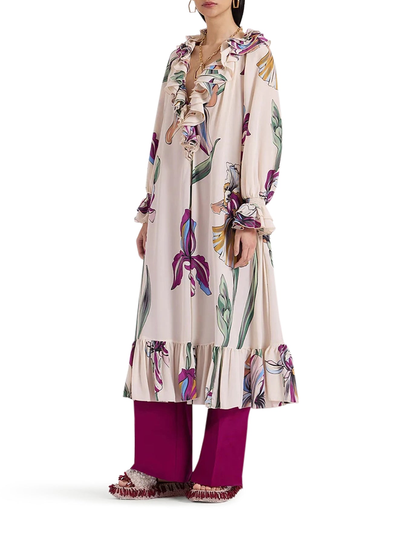 La Double J Hey Jude Dress - Multicolor Floral Print Midi Dress for Women | Perfect for Summer Parties, Vacations & Special Occasions