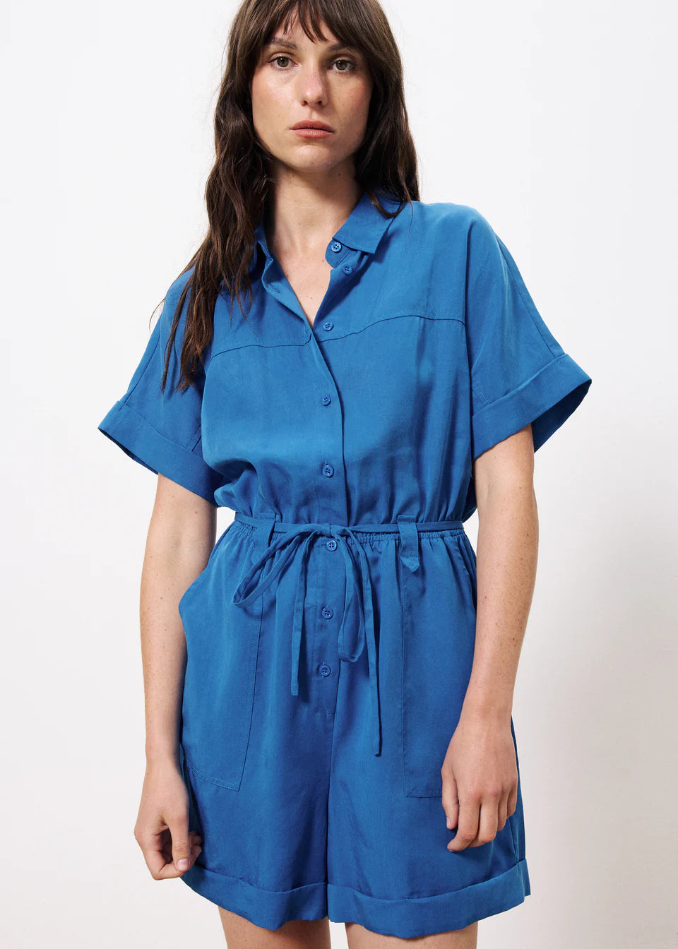 Electric Blue Lily Playsuit - Women's Jumpsuit Romper for Casual Wear, Summer Outfits & Beach Vacations