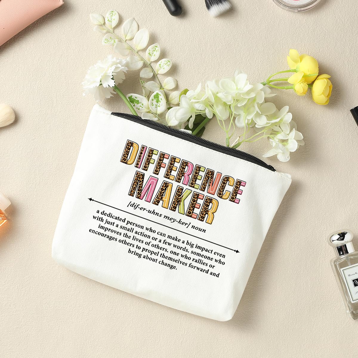 Difference Maker Gift Set - Premium Makeup & Cosmetic Bag for Women - Office Accessories & Appreciation Gifts for Female Friend, Boss or Coworker - Perfect for Birthday, Retirement & Thank You Occasions - Ideal for Workplace, Home & Travel Use