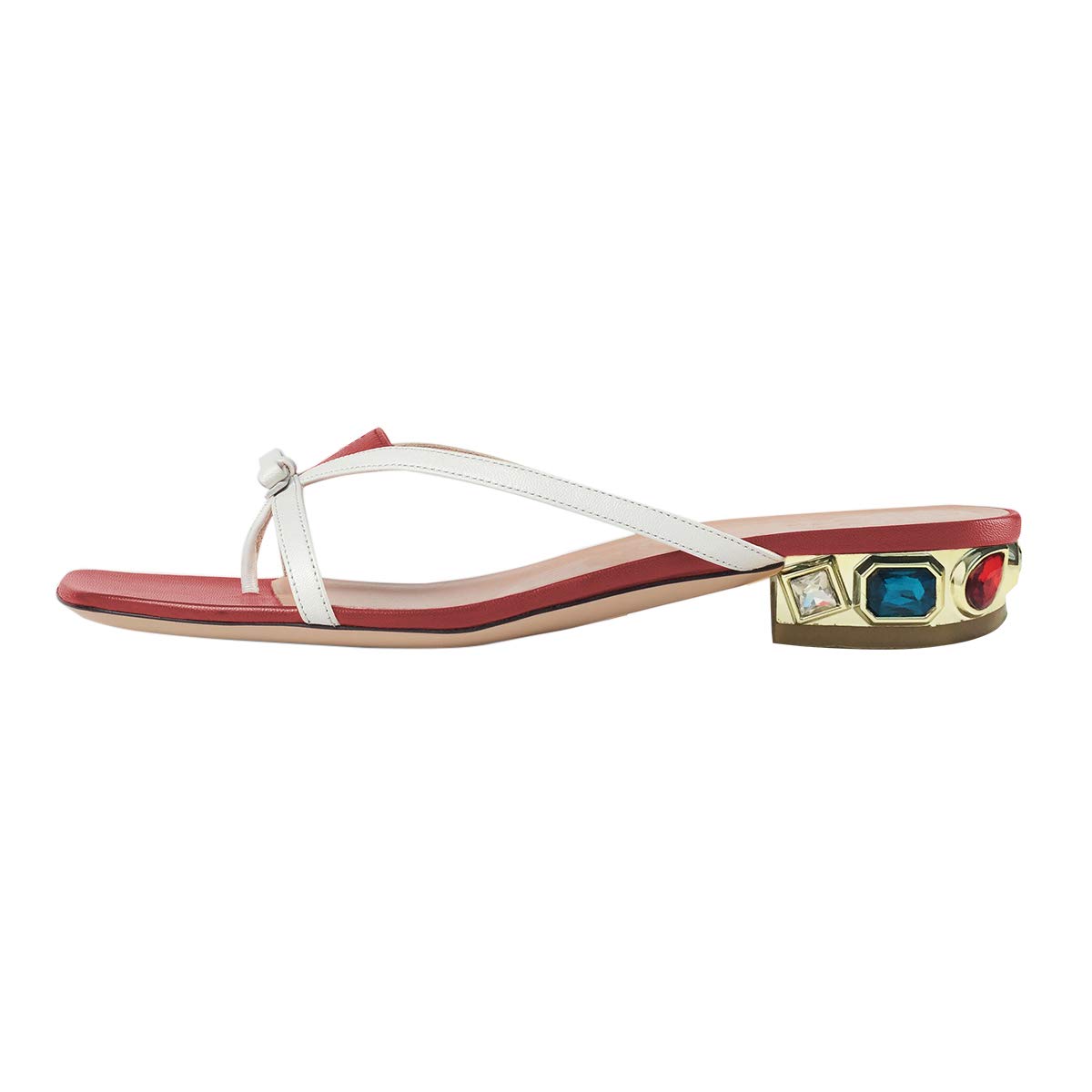 XYD Women's Rhinestone Bowknot Thong Sandals - Slip On Open Toe Flip Flops with Low Heel for Summer Beach, Pool Party & Casual Outings