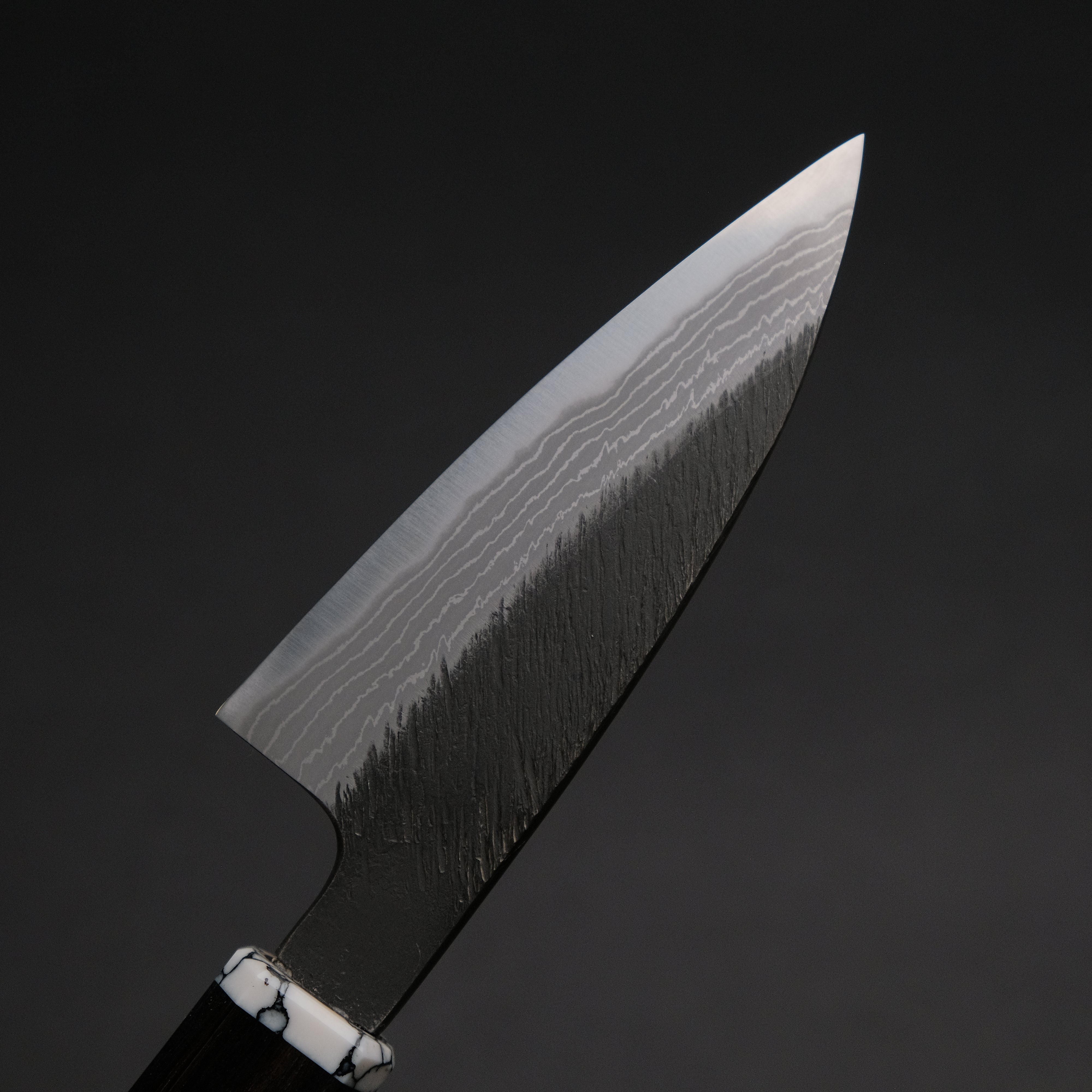Premium Ajikataya White #2 Matsuba Damascus Petty Knife 80mm - Ebony & TQ Handle (#34) - Perfect for Slicing, Garnishing & Precision Kitchen Tasks
