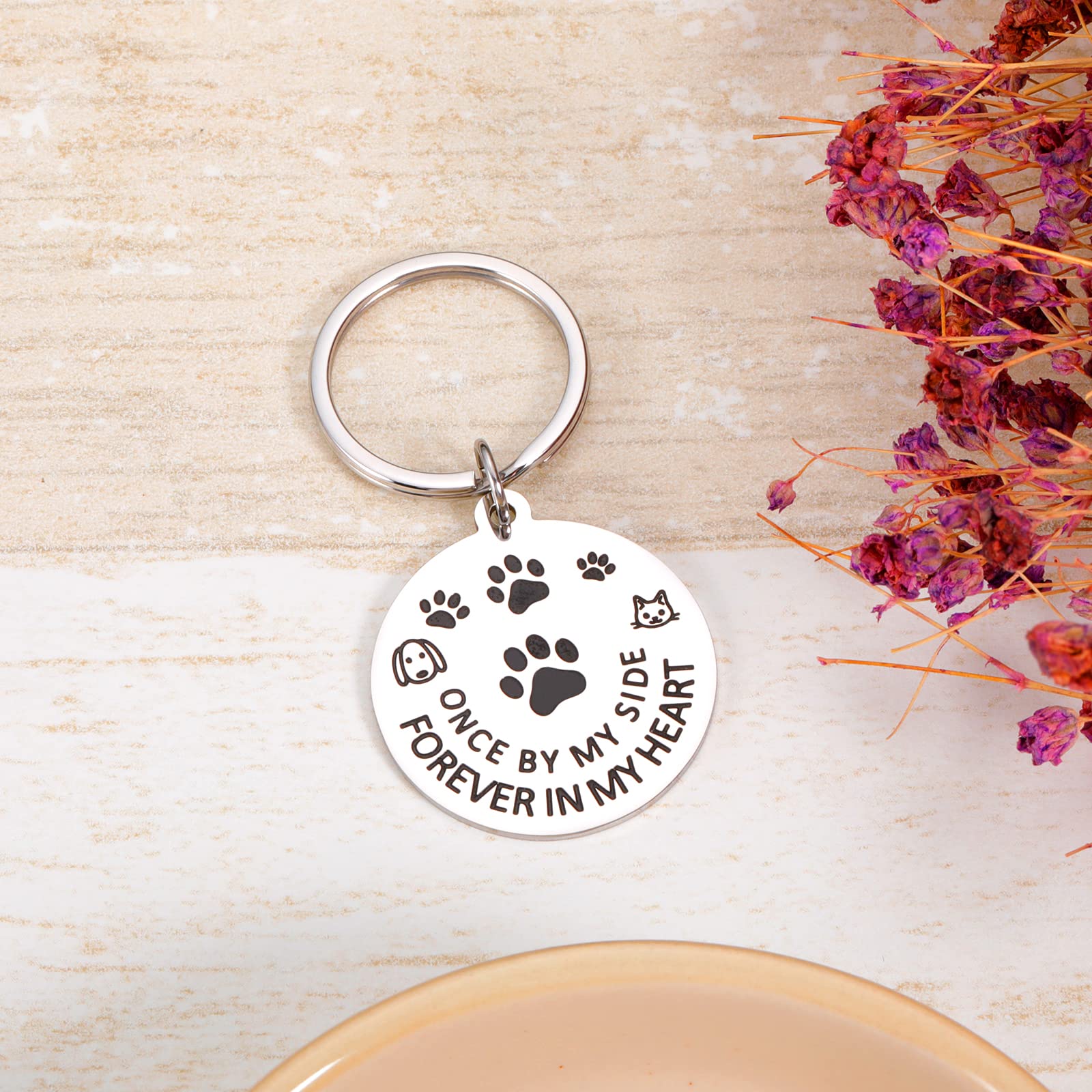 Memorial Keychain for Pets - Sympathy Gift for Dog & Cat Lovers - Personalized Pet Loss Keepsake for Men, Women & Kids - Forever in My Heart Pet Remembrance Keyring - Perfect for Pet Memorials, Grieving & Tribute Gifts