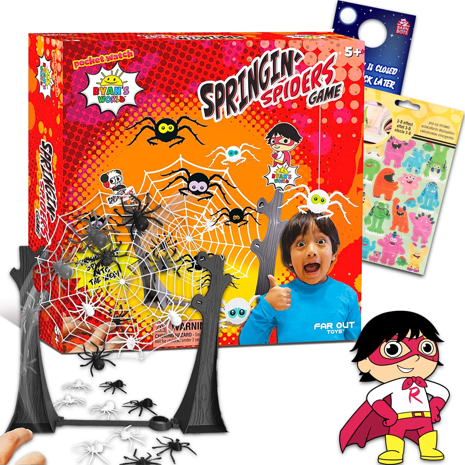 Ryan's World Spiders & Monsters Puzzle Board Game for Kids - Includes Stickers, Mystery Box & Fun Challenges | Family Game Night, Birthday Gifts & Indoor Activities