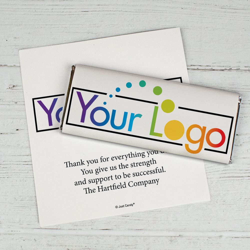 50ct Custom Printed Candy Bar Wrappers with Logo - Personalized Promotional Wraps for Events, Parties & Business Branding - Bulk Candy Packaging Supplies (Candy Not Included) - Perfect for Weddings, Corporate Gifts & Fundraisers