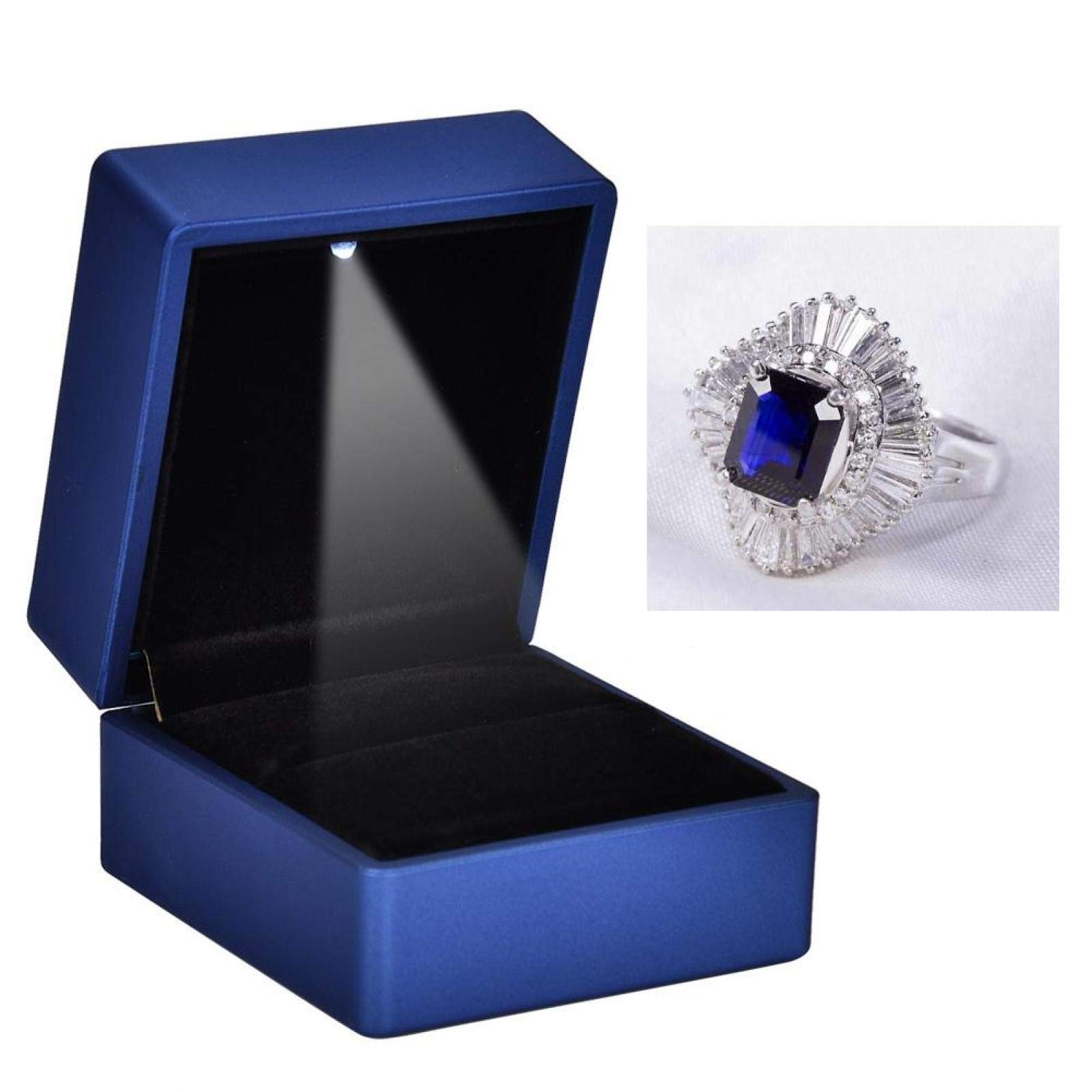 YUYTE LED Lighted Jewelry Display Case - Premium Ring, Pendant, Bracelet & Necklace Gift Box for Wedding Proposal, Engagement & Anniversary - Perfect for Jewelry Store Showcase, Wedding Gift Presentation & Home Decor Storage