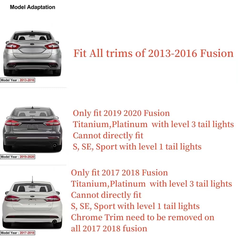 Ingenuity Time LED Tail Lights for Ford Fusion 2013-2016 | Sequential Turn Signals & Startup Animation | Rear Light Assembly | Perfect for Night Driving & Custom Car Upgrades