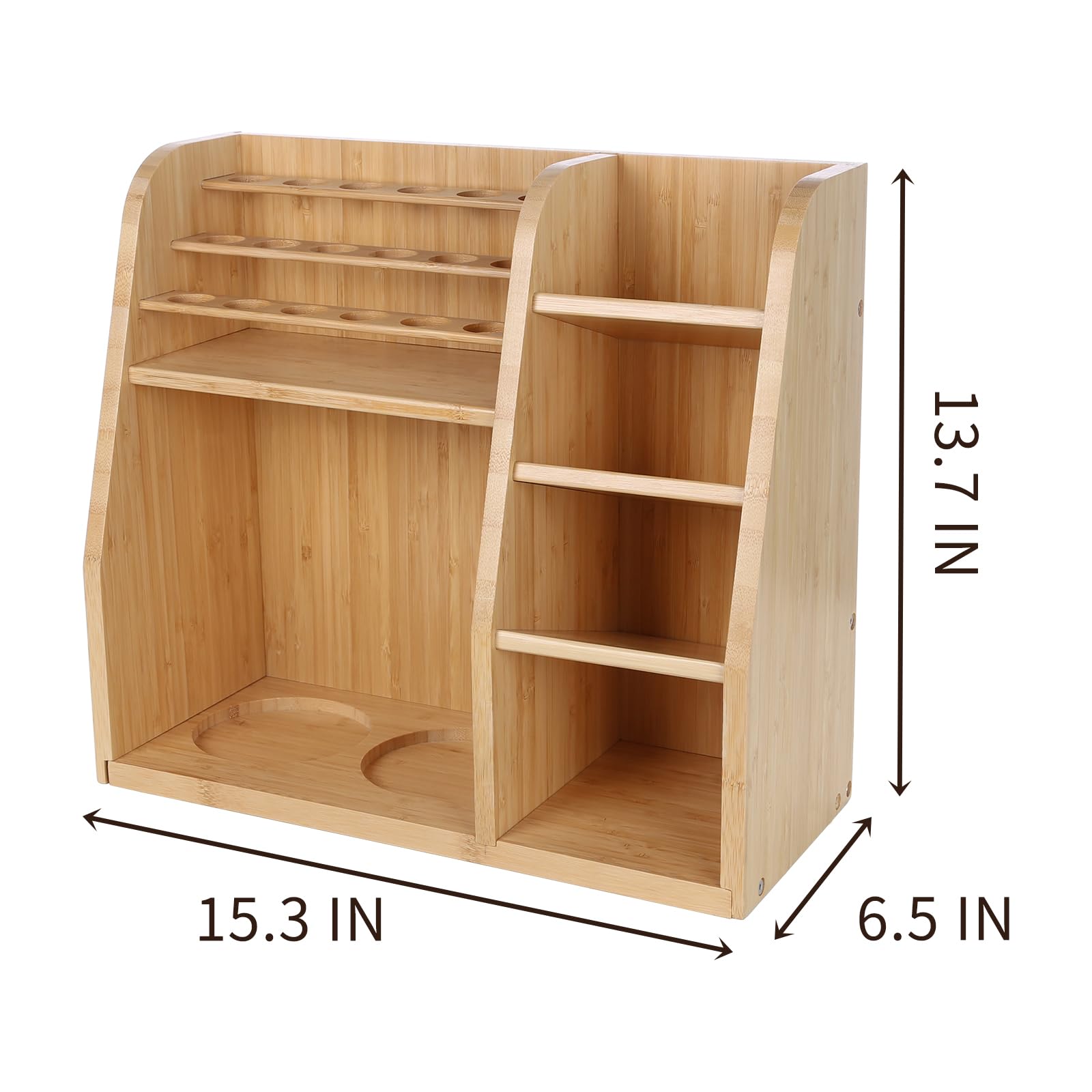 KKC HOME ACCENTS Bamboo Coffee Bar Organizer Set with 2 Airtight Glass Jars - Countertop Storage for Coffee Beans, Loose Tea, Tea Bags & Coffee Pods | Perfect for Kitchen, Office & Coffee Station Organization (Style B)