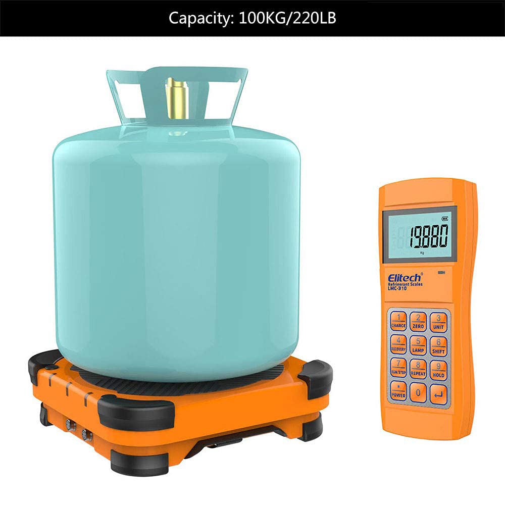 Elitech LMC-310A Wireless HVAC Refrigerant Scale - 330lbs Digital Freon Weighing Device with Remote Control & Auto Open/Stop Charging Valve | Perfect for AC Repair, Refrigerant Recovery & HVAC Maintenance