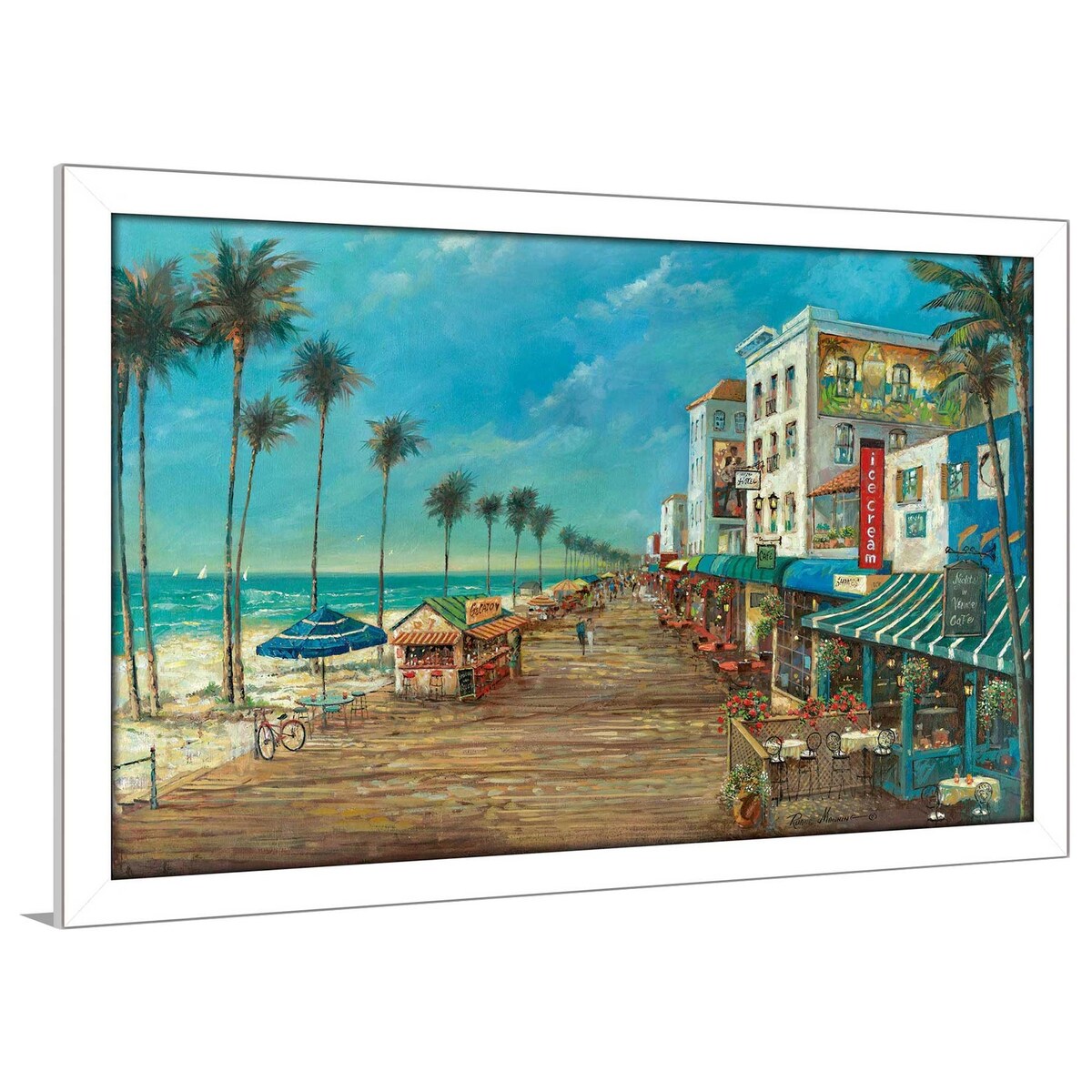 Ruane Manning 'A Day On The Boardwalk' Acrylic Wall Art Print - Coastal Beach Decor for Living Room, Bedroom & Office