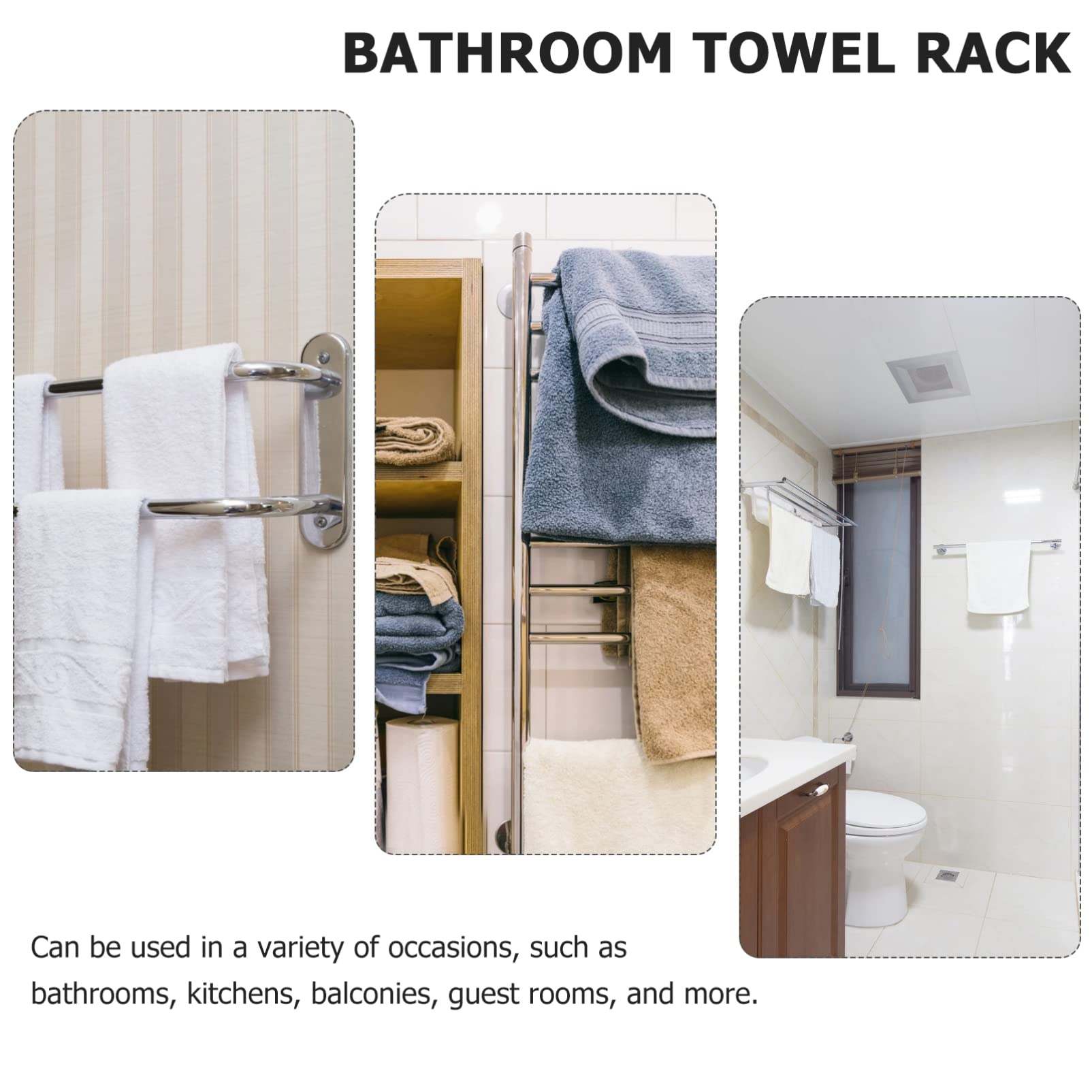 DOITOOL Stainless Steel Adhesive Towel Rack - 30cm Bathroom & Kitchen Towel Holder with Hanging Bar - Space Saving Wall Mount Shelf for Robes, Towels & Accessories - Perfect for Small Bathrooms, Apartments & Dorm Rooms