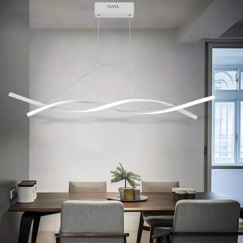 Modern LED Chandelier Light with Remote Control - Dimmable 3000K~6500K, Adjustable Hanging Ceiling Lamp for Dining Room, Living Room, Bedroom, Kitchen & Study | Flush Mount Pendant Lighting for Home Decor & Ambient Lighting