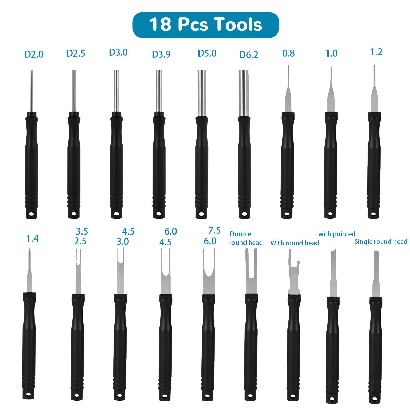 18PCS Professional Terminal Removal Kit - Auto Electrical Wire Connector Pin Extractor & Depinning Tool Set for Car Repair, Motorcycle, Truck Maintenance | Pin Puller & Terminal Ejector Kit for Automotive Wiring Harness Repair