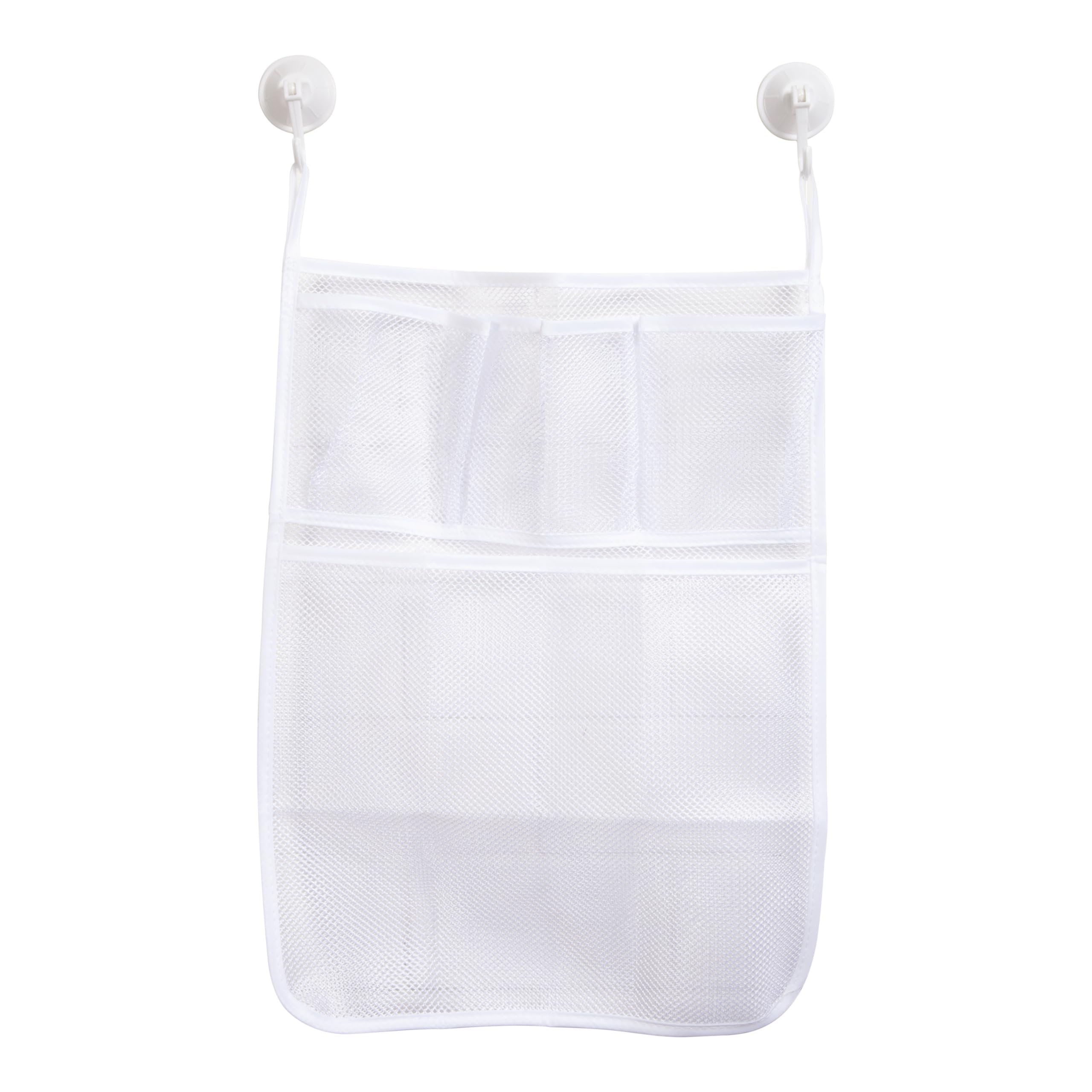 Kenney Hanging Mesh Suction Shower Caddy Organizer - White | Bathroom Storage for Shampoo, Soap & Accessories | Perfect for Small Spaces & Dorm Showers
