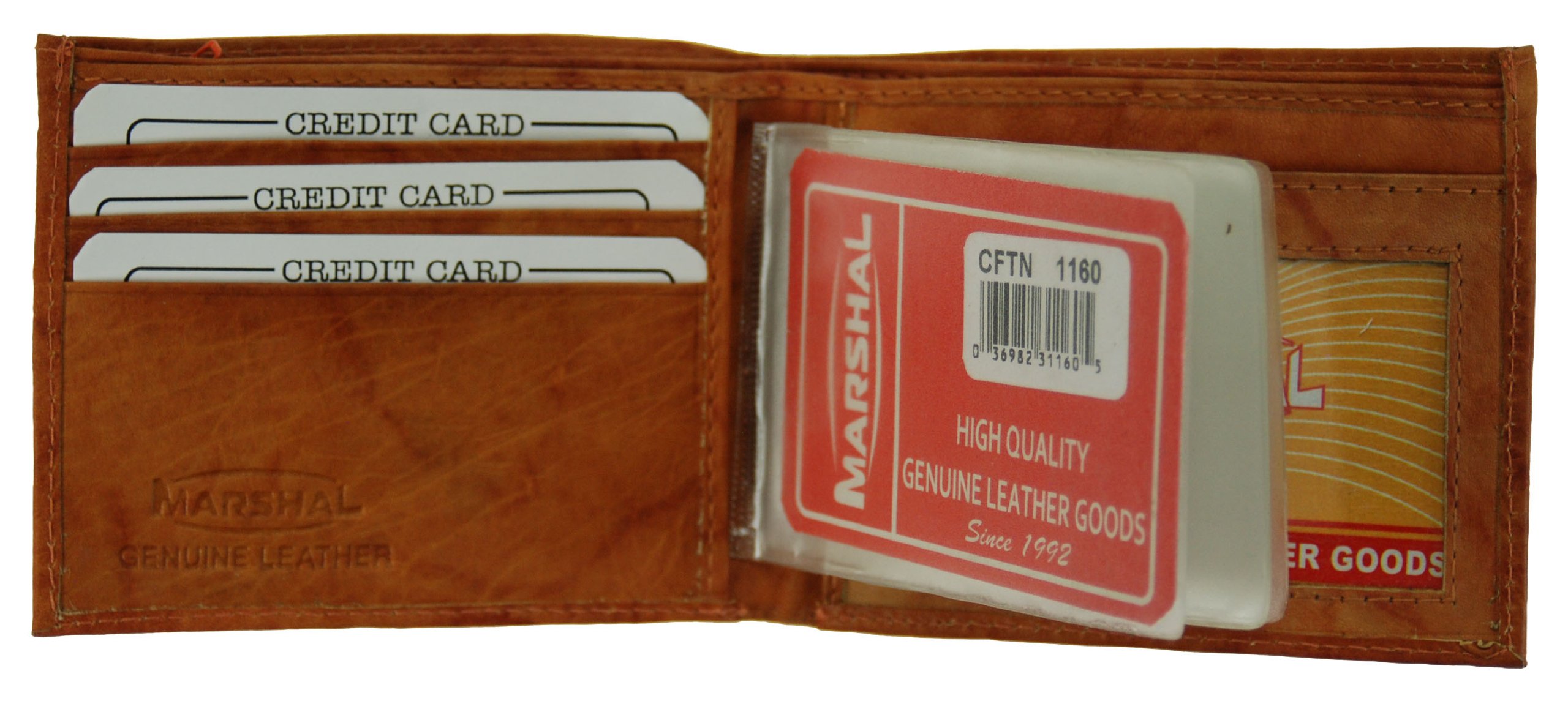 Premium Genuine Leather Men's Bi-Fold Wallet - Slim RFID Blocking Wallet for Men - MARSHAL 1160CF - Perfect for Everyday Carry, Business & Travel