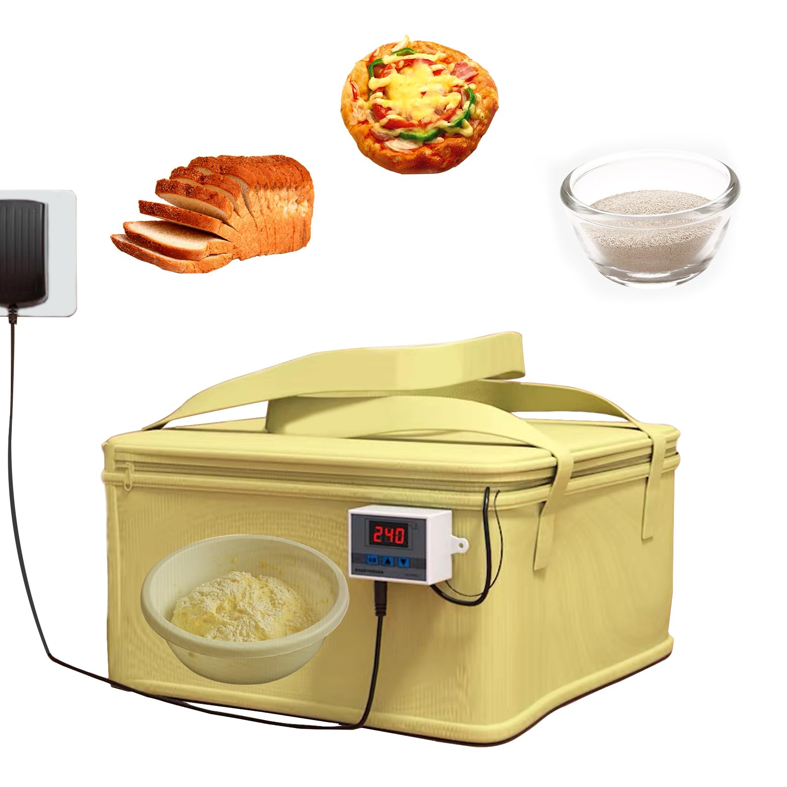 Premium Dough Proofer with Adjustable Heater - Bread & Pizza Dough Proofing Box with Temperature Control (11.8x11.8x7.6 Inches) for Baking, Yogurt Making, Natto Fermentation & Handmade Soap Crafting - Ideal for Home Bakers & Artisan Food Makers (Yellow)
