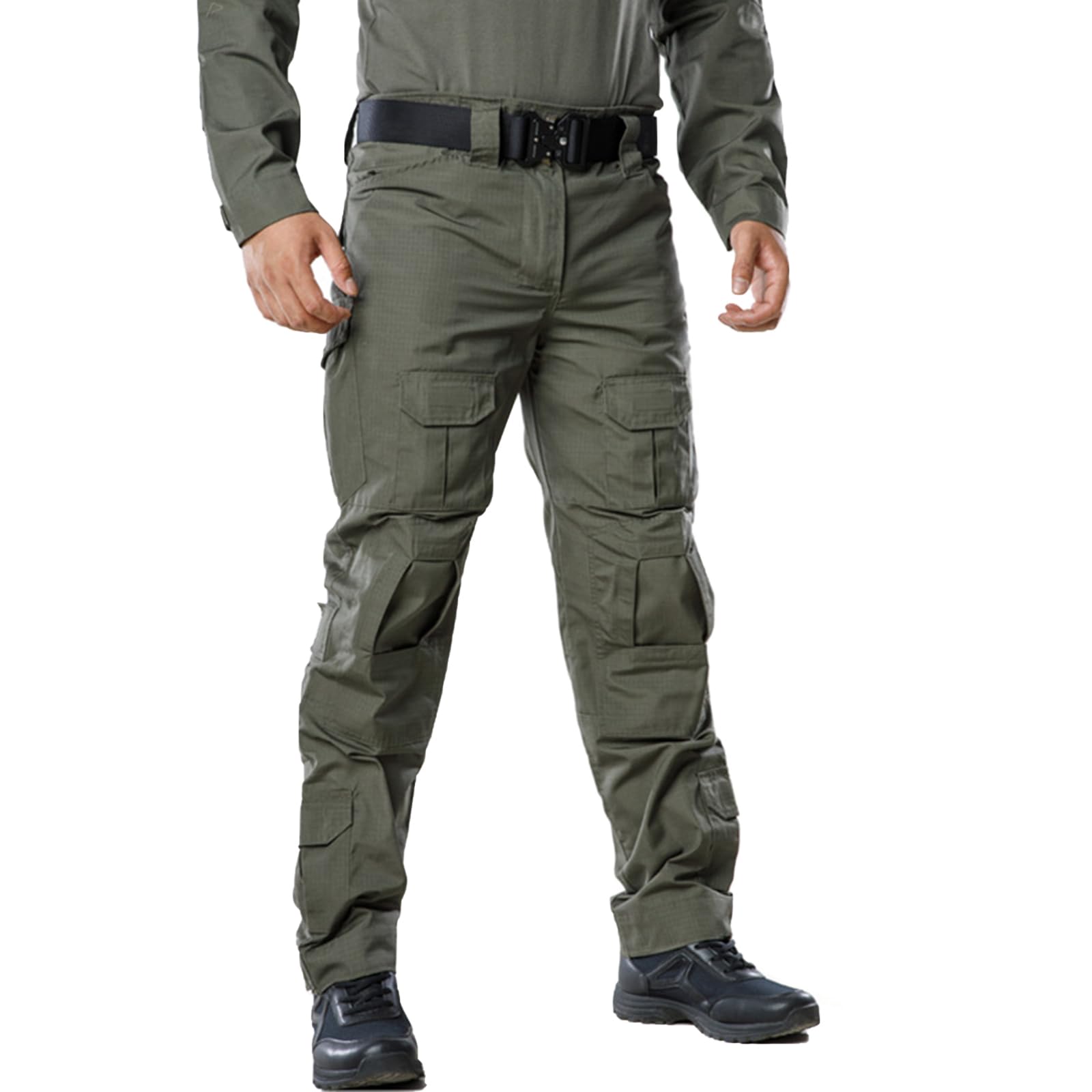 **Men's Tactical Cargo Pants - Camo Ripstop Hiking & Work Pants with Multi-Pockets (No Belt/Kneepad) - Perfect for Outdoor Adventures, Hunting & Tactical Missions**