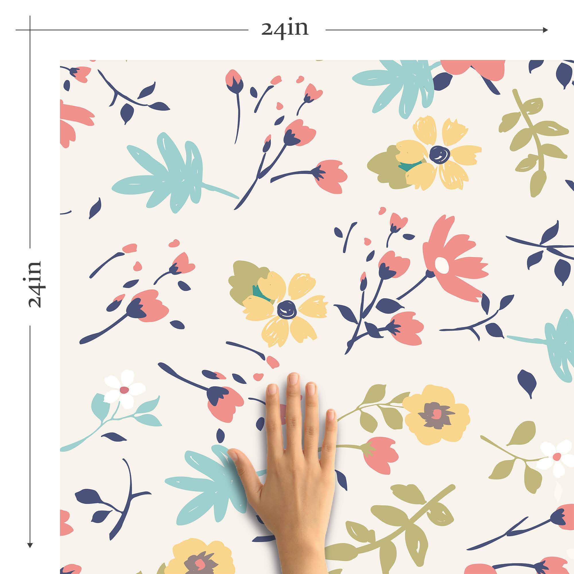 White Botanical Floral Peel and Stick Removable Wallpaper - Self-Adhesive Decorative Vinyl for Bedroom, Living Room, Nursery - Easy to Apply & Remove Home Decor